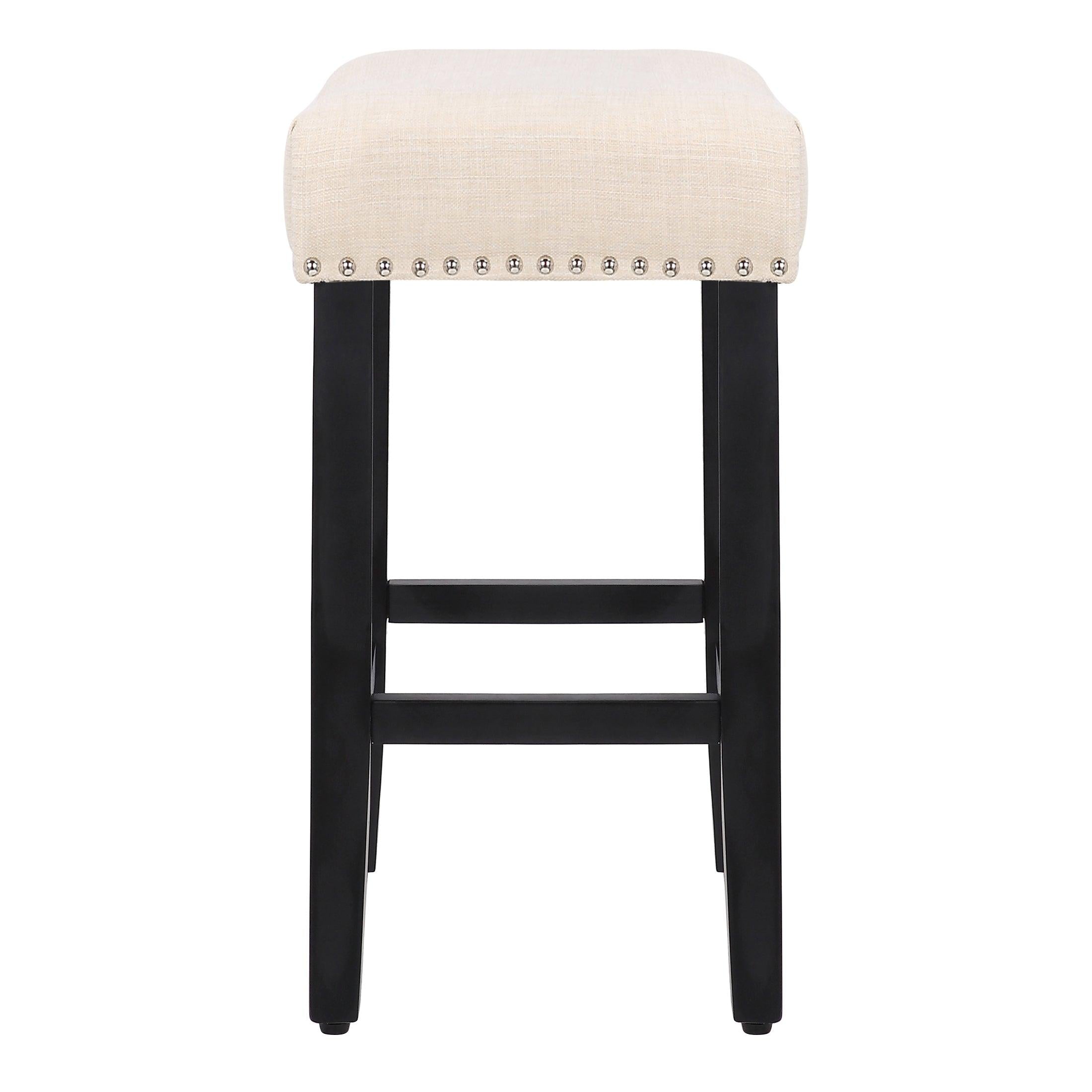 Mission 24" Upholstered Saddle Seat Barstool, Beige
