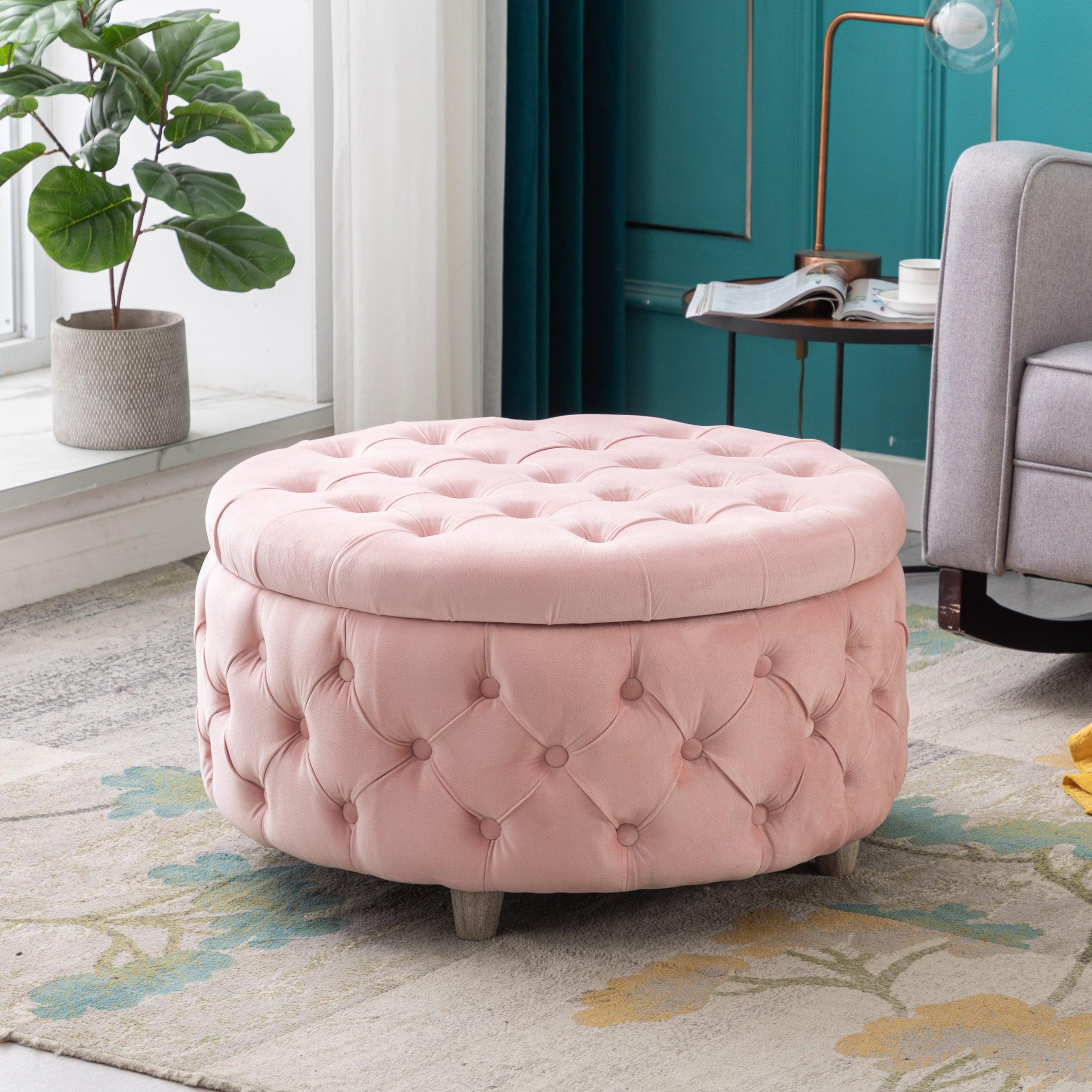 Ottoman with storage pink discount