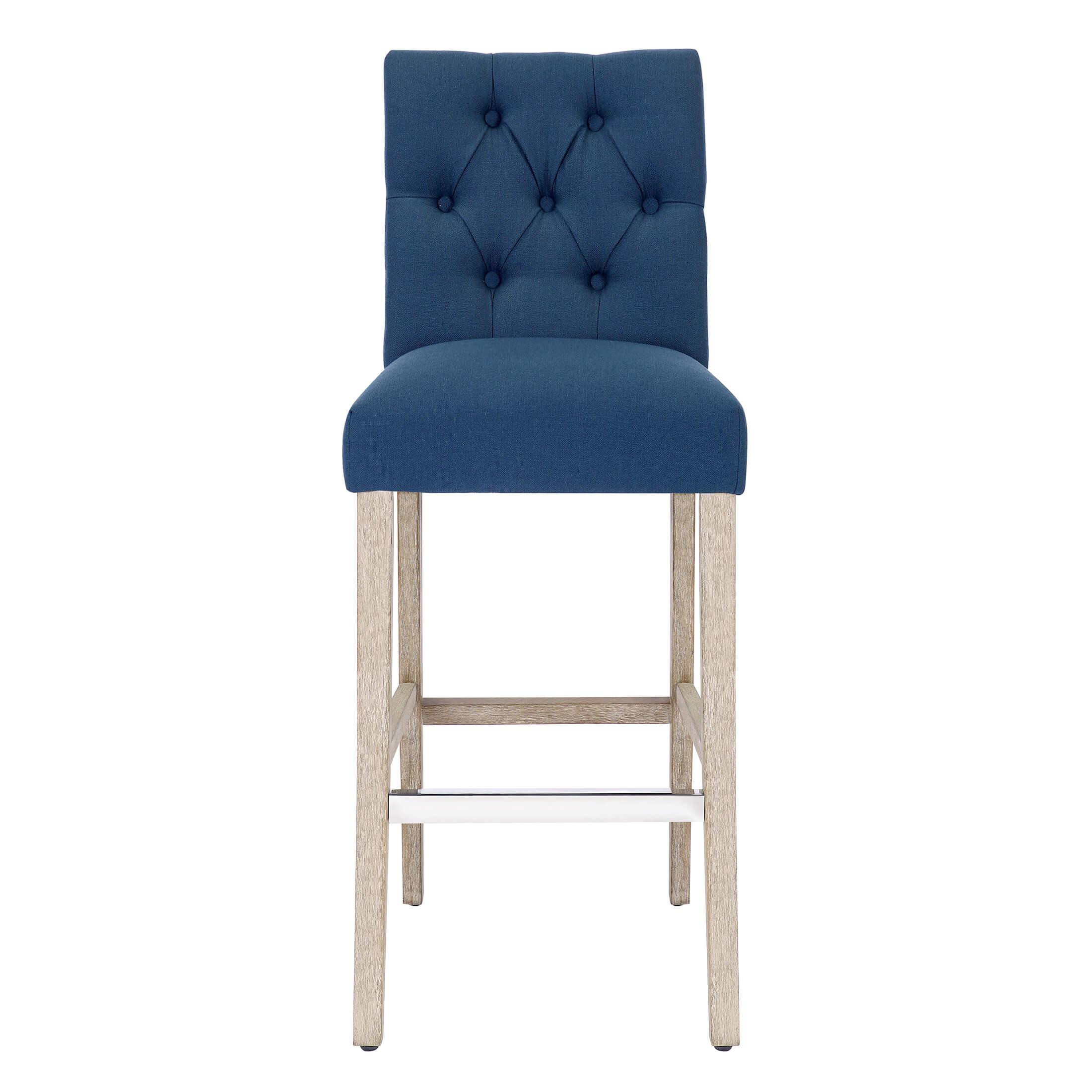 Jameson 29" Linen Fabric Tufted Upholstered Bar Stool Antique Gray (Set of 2) - Costaelm