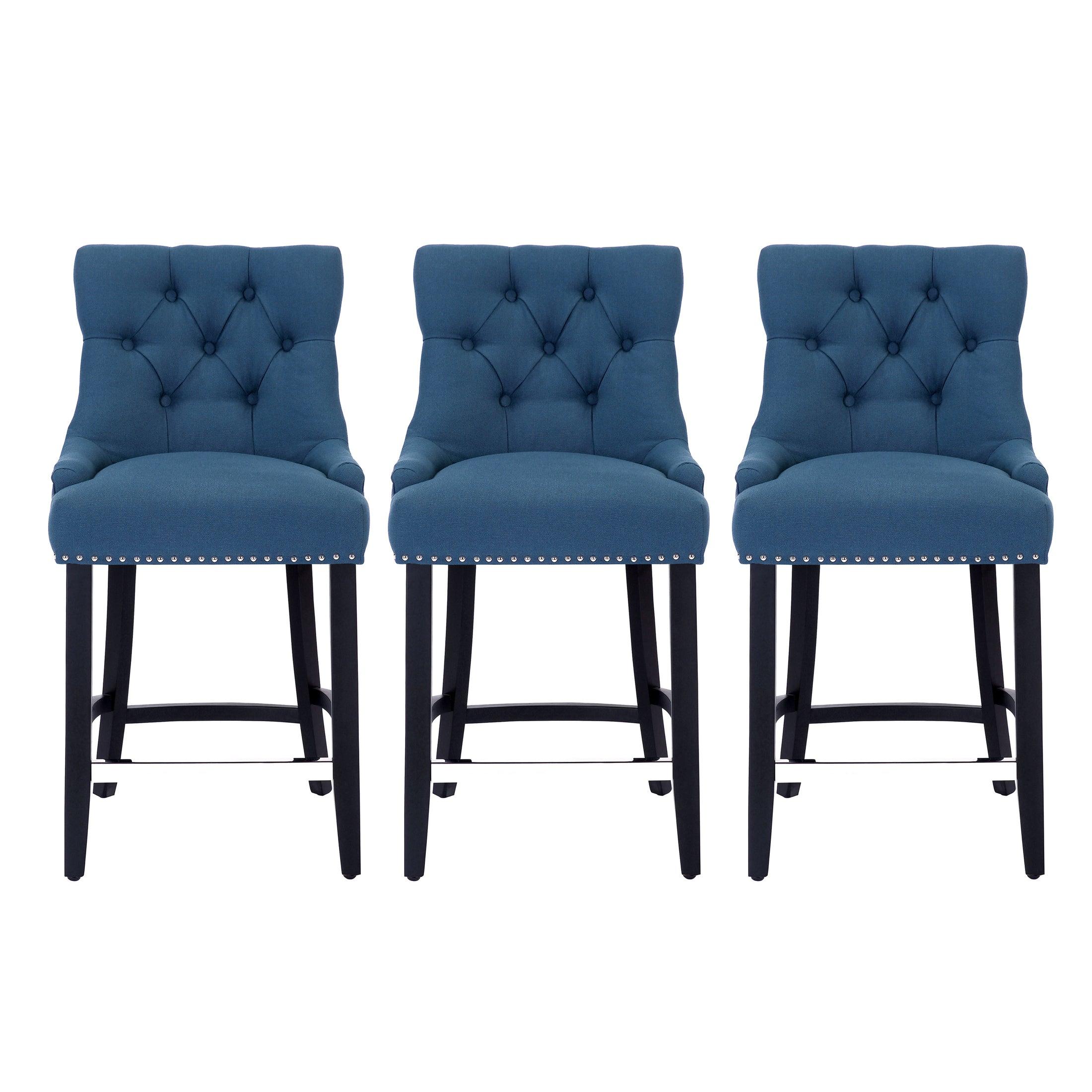 Bellmount 24" Upholstered Tufted Wingback Counter Stool (Set of 3) - Costaelm