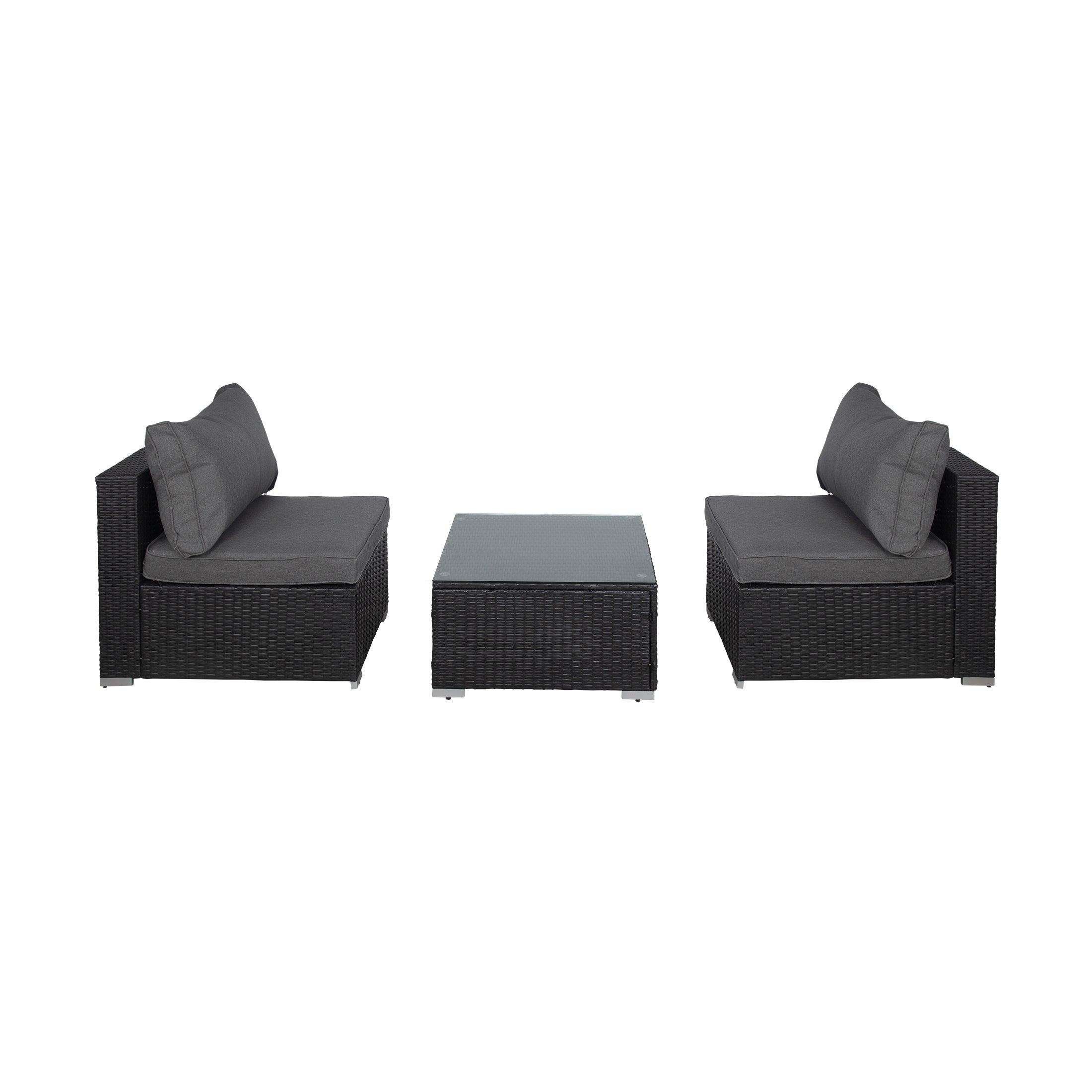 London 3-Piece Outdoor Patio Bistro Conversation Sofa with Coffee Table Set Espresso/Gray - Costaelm