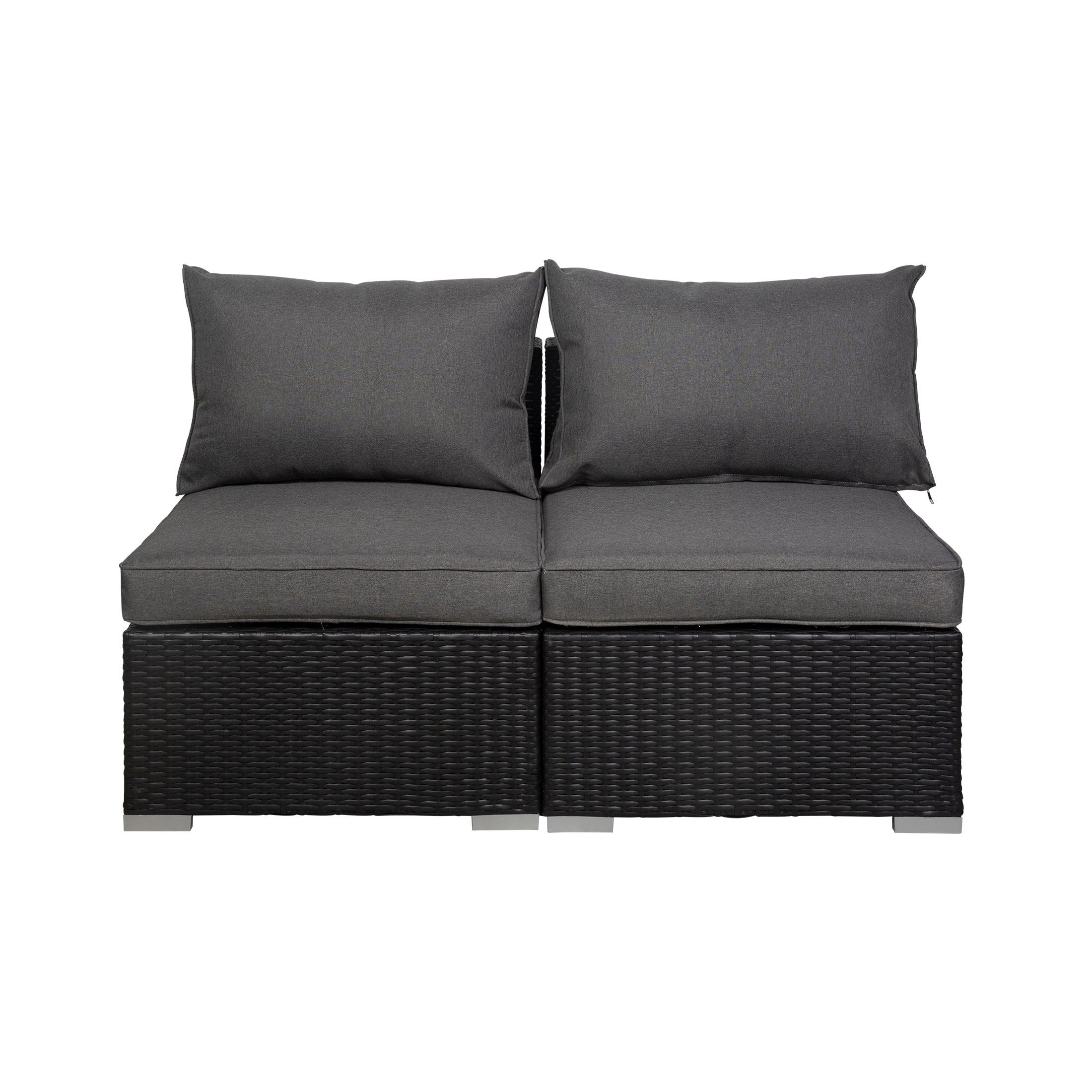 London 3-Piece Outdoor Patio Bistro Conversation Sofa with Coffee Table Set Espresso/Gray - Costaelm