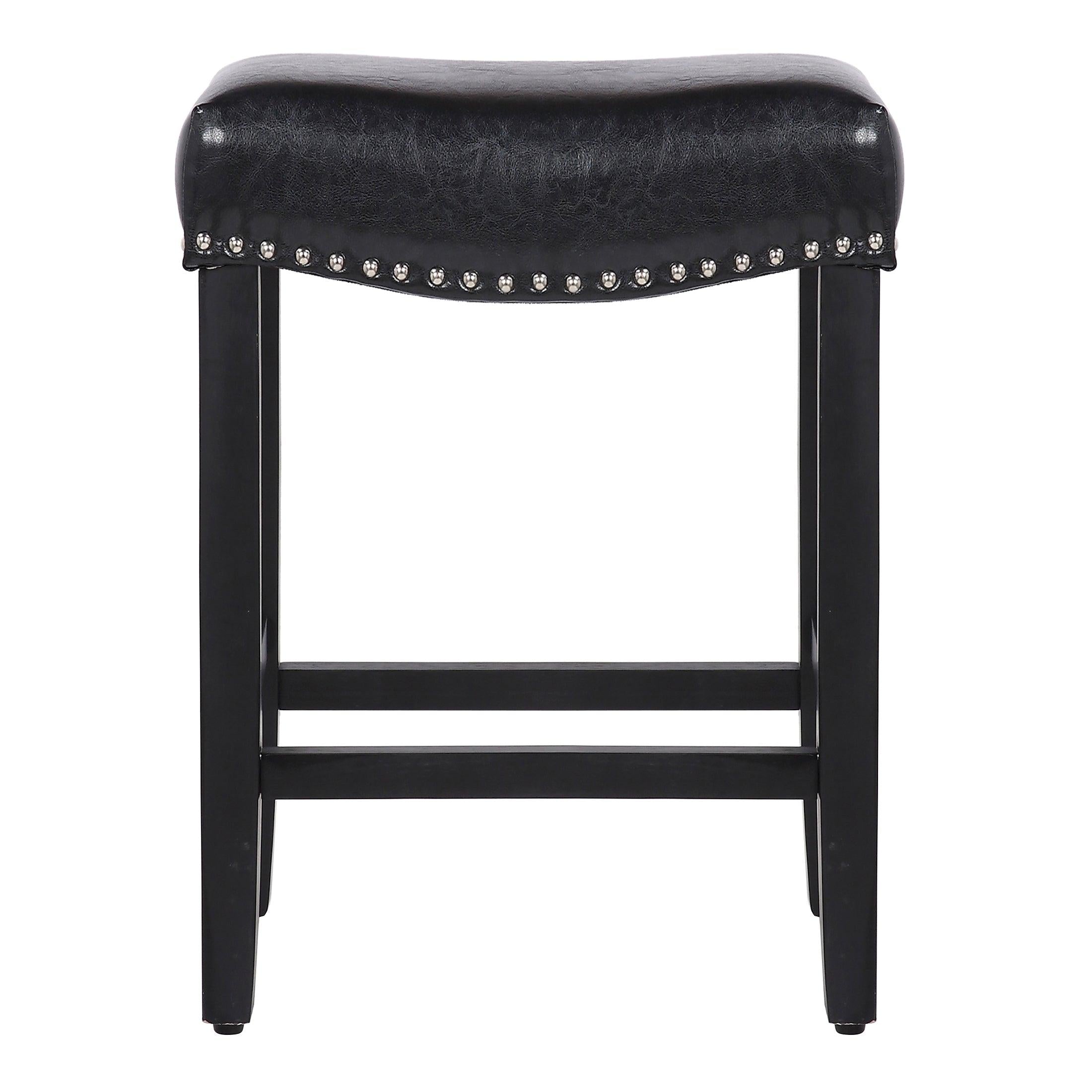 Mission 24" Upholstered Saddle Seat Barstool, Leather