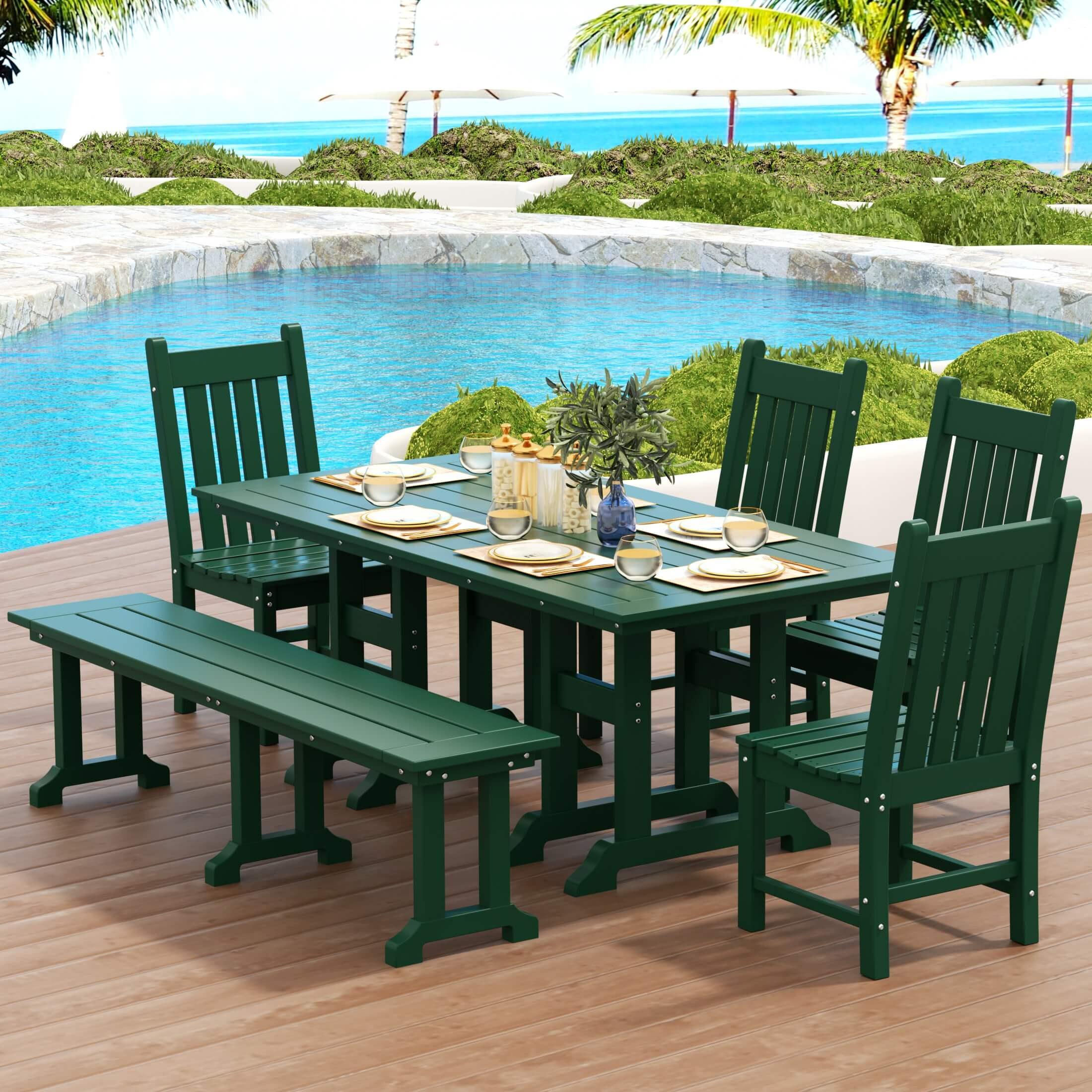 Paradise 6-Piece Dining Table Chair Set with Bench-Costaelm