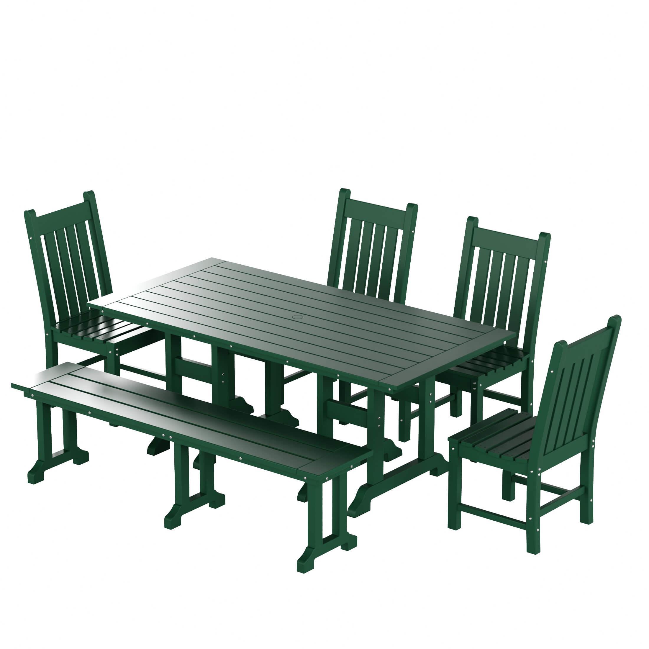 Paradise 6-Piece Dining Table Chair Set with Dining Bench - Costaelm