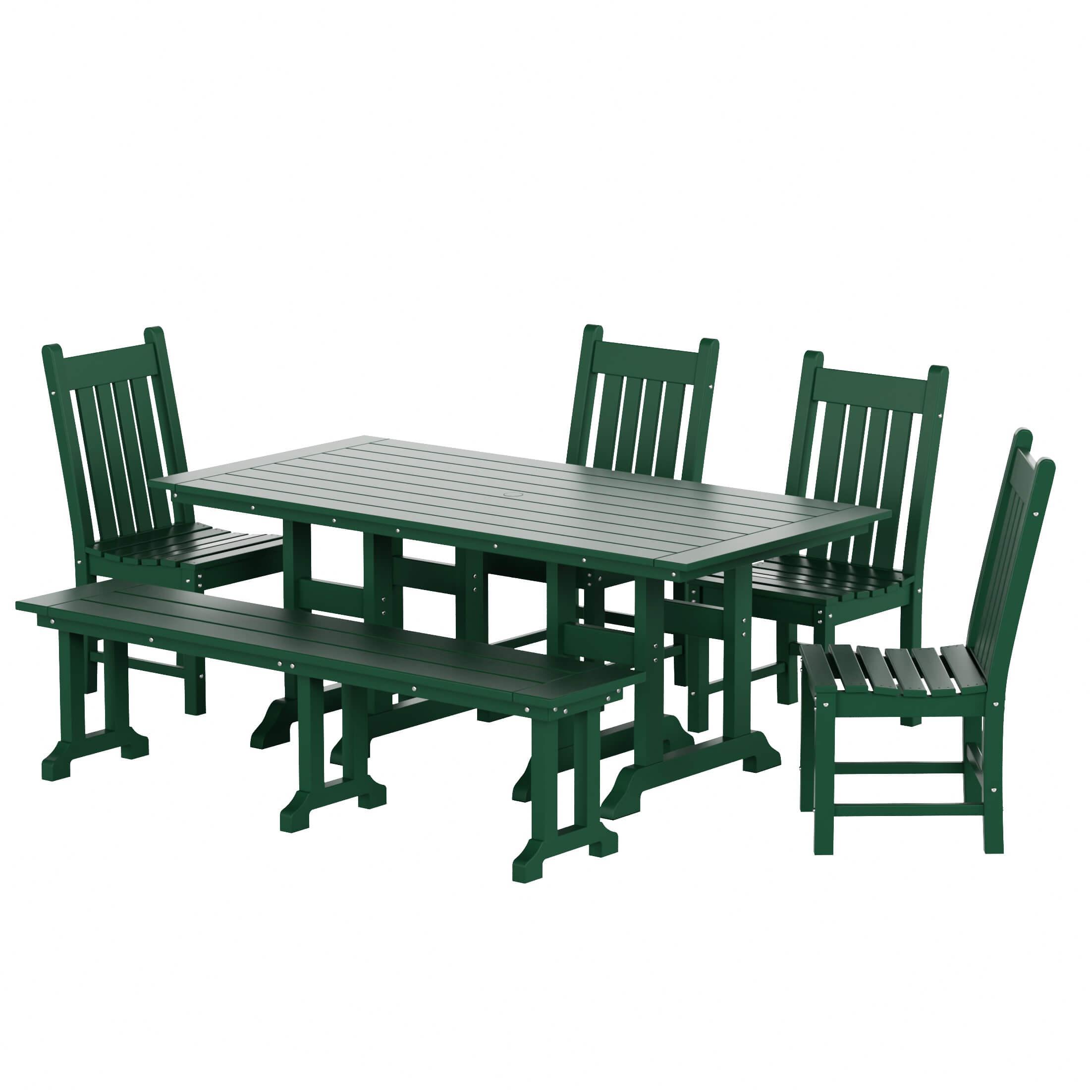 Paradise 6-Piece Dining Table Chair Set with Dining Bench - Costaelm