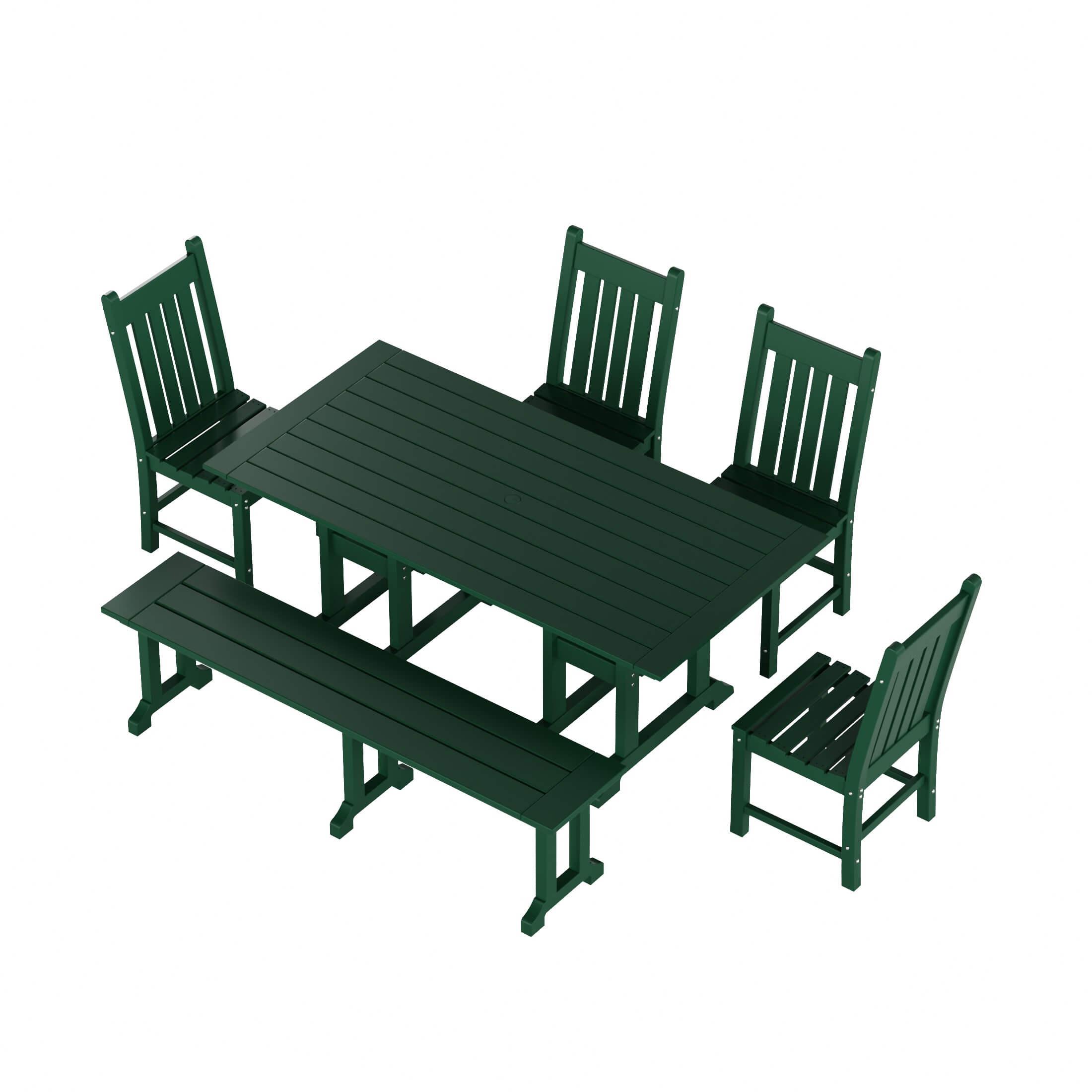 Paradise 6-Piece Dining Table Chair Set with Dining Bench - Costaelm