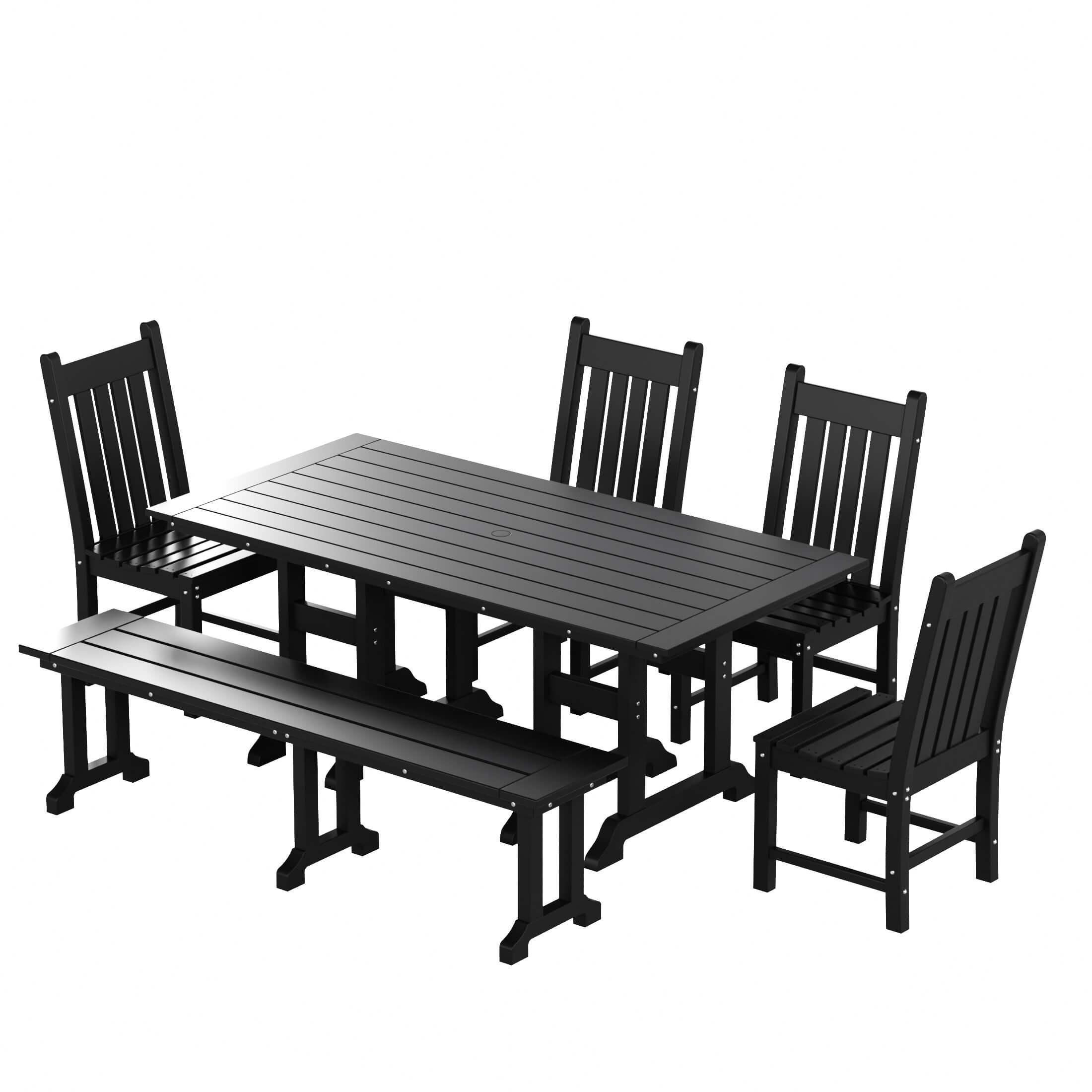 Paradise 6-Piece Dining Table Chair Set with Dining Bench - Costaelm