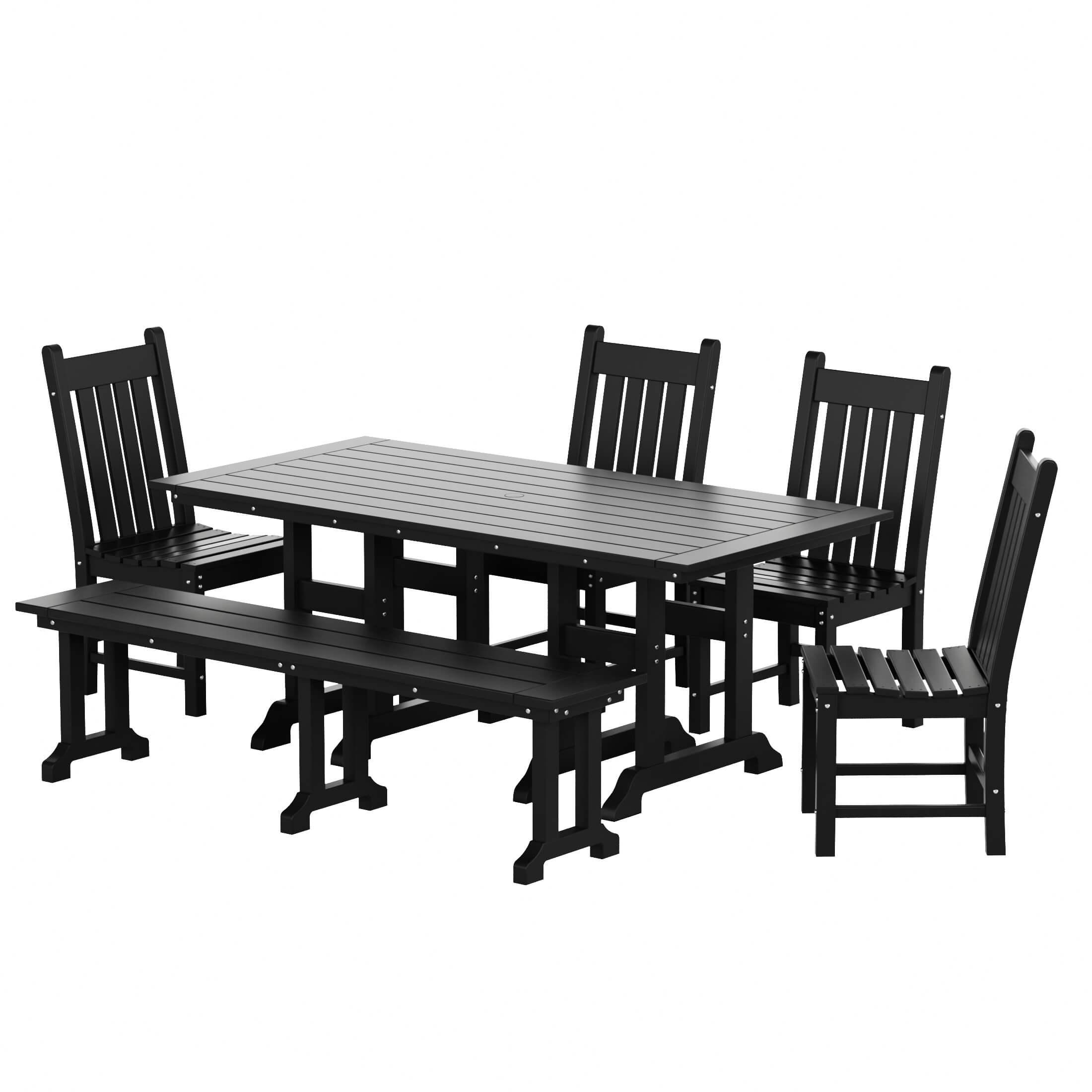 Paradise 6-Piece Dining Table Chair Set with Dining Bench - Costaelm