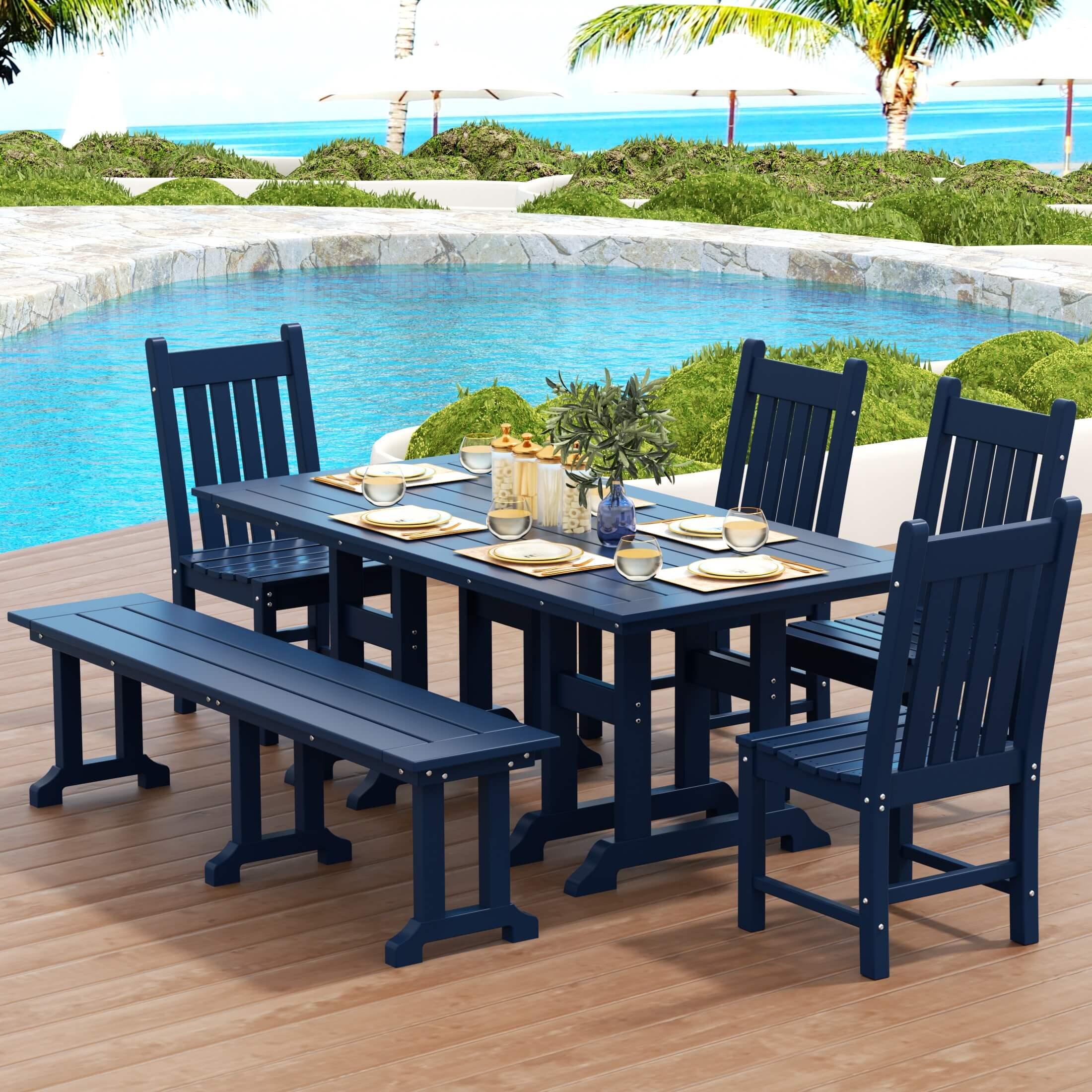 Paradise 6-Piece Dining Table Chair Set with Bench-Costaelm