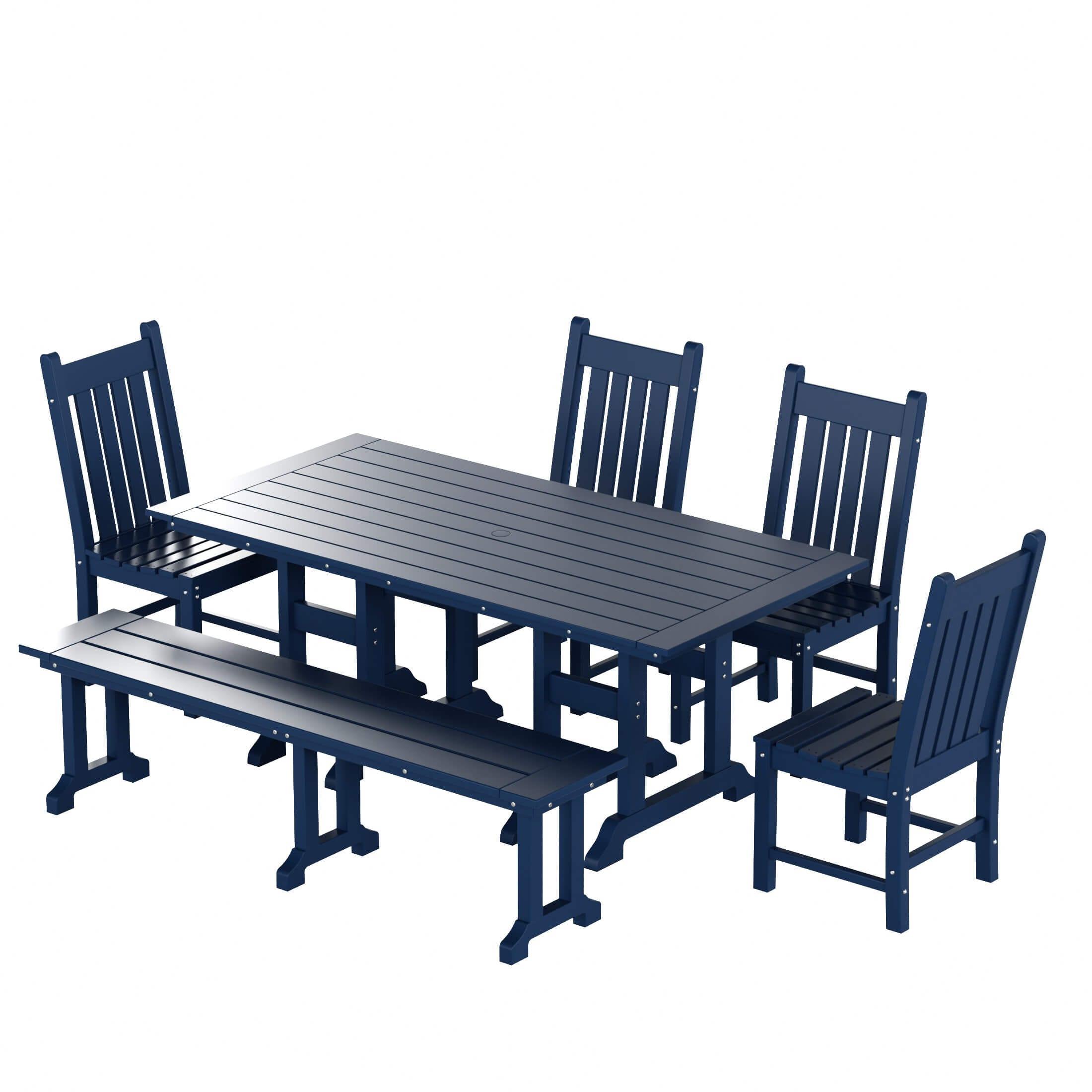 Paradise 6-Piece Dining Table Chair Set with Dining Bench - Costaelm