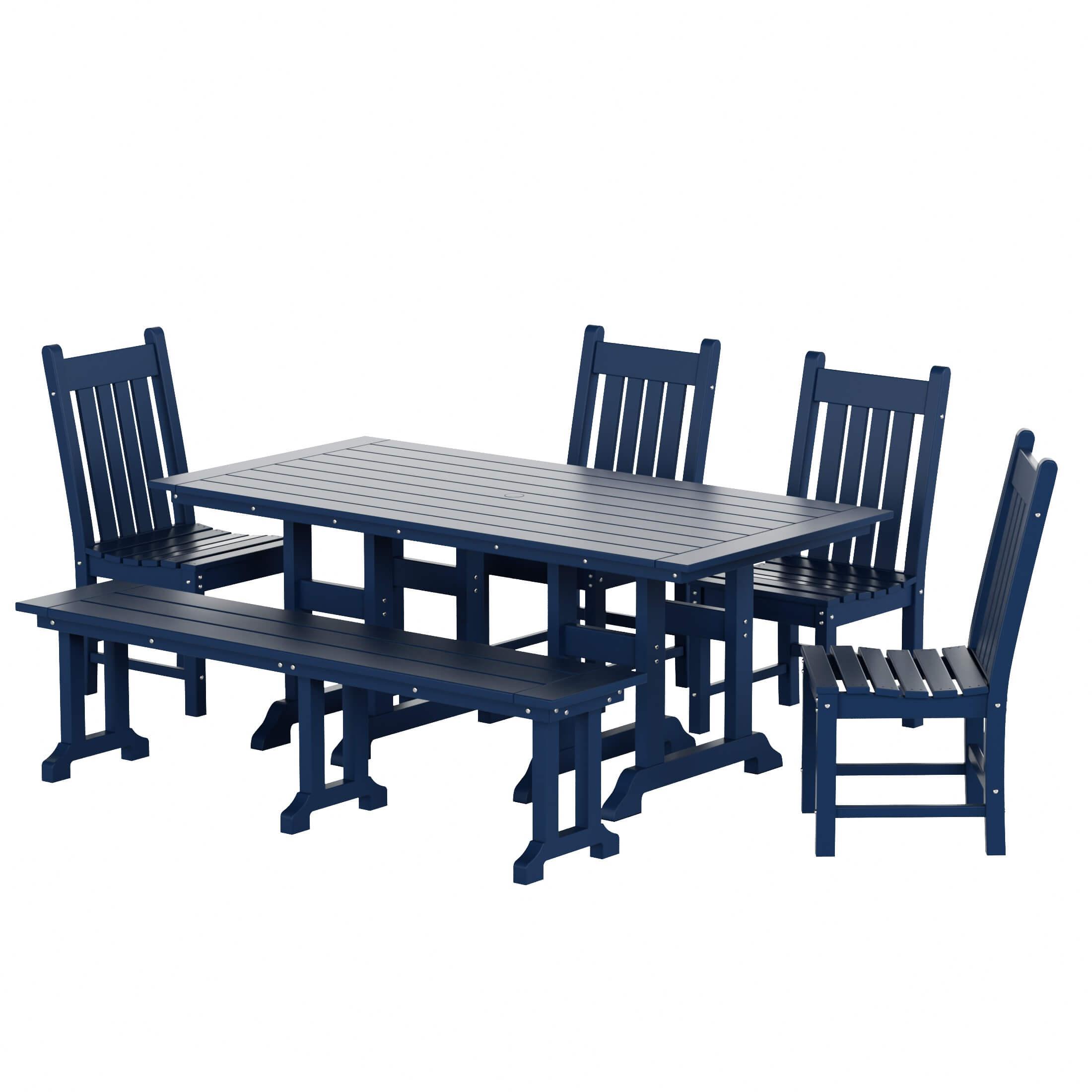 Paradise 6-Piece Dining Table Chair Set with Dining Bench - Costaelm