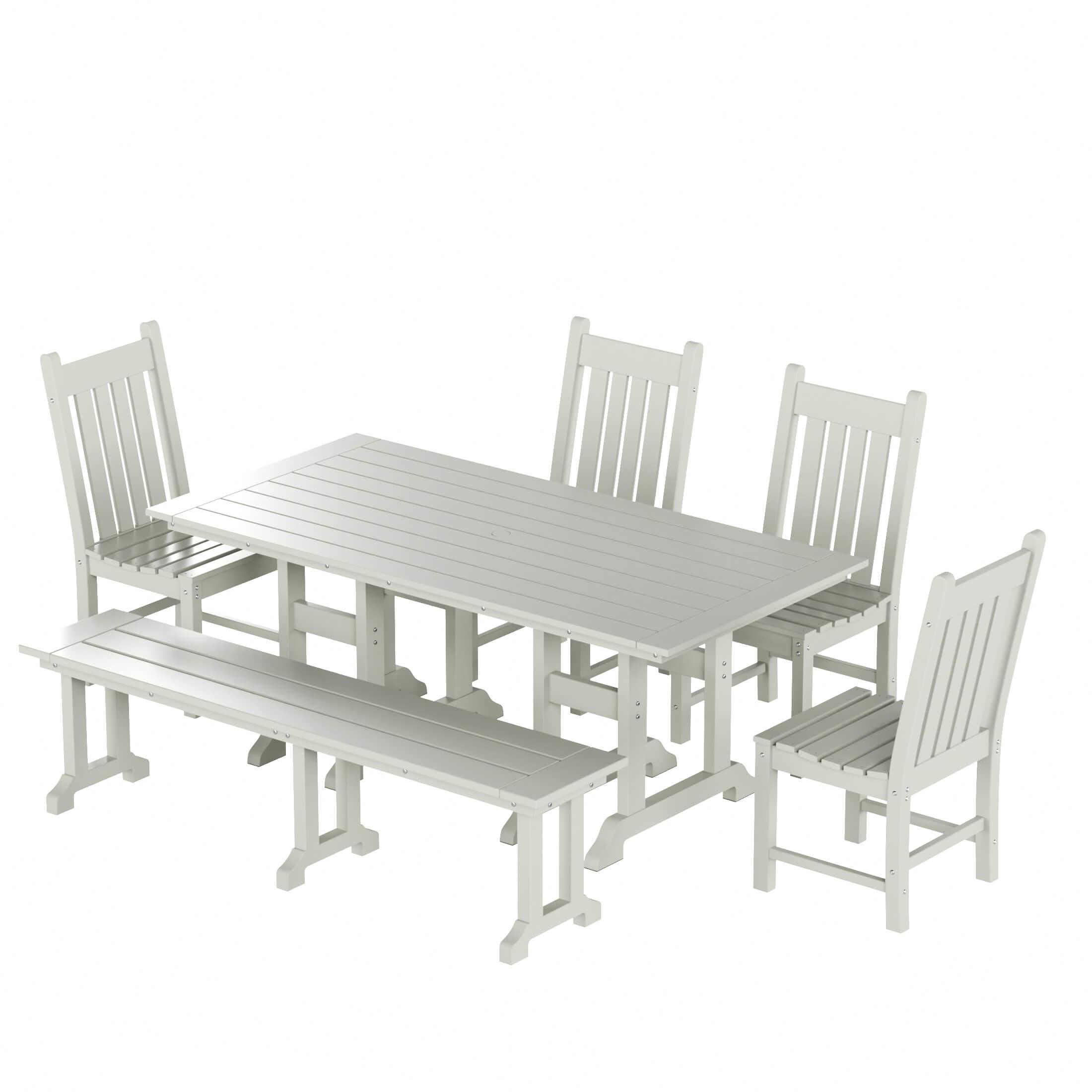Paradise 6-Piece Dining Table Chair Set with Dining Bench - Costaelm