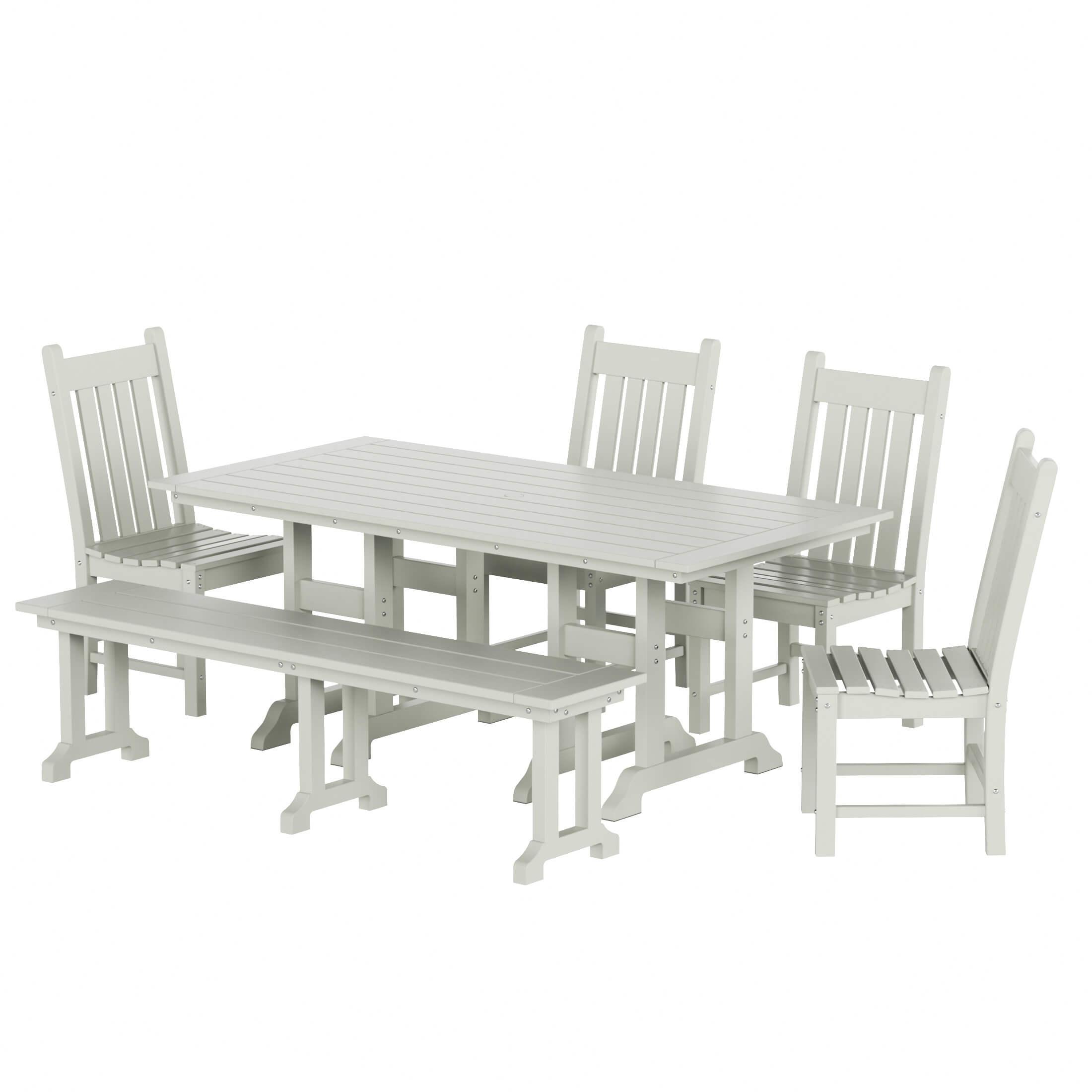 Paradise 6-Piece Dining Table Chair Set with Dining Bench - Costaelm