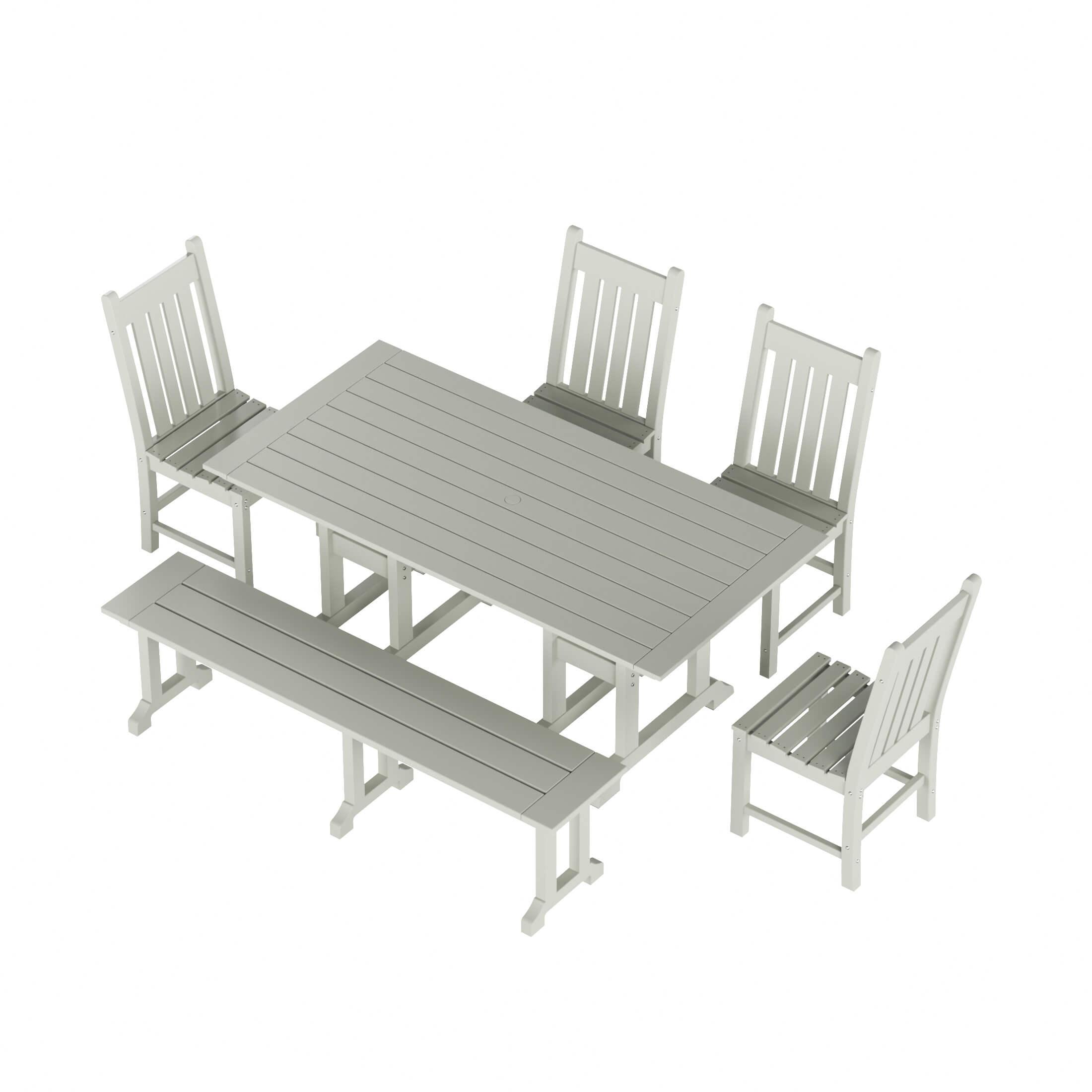 BYBLIGHT 3-Piece Rectangular White Brown Engineered Wood Top