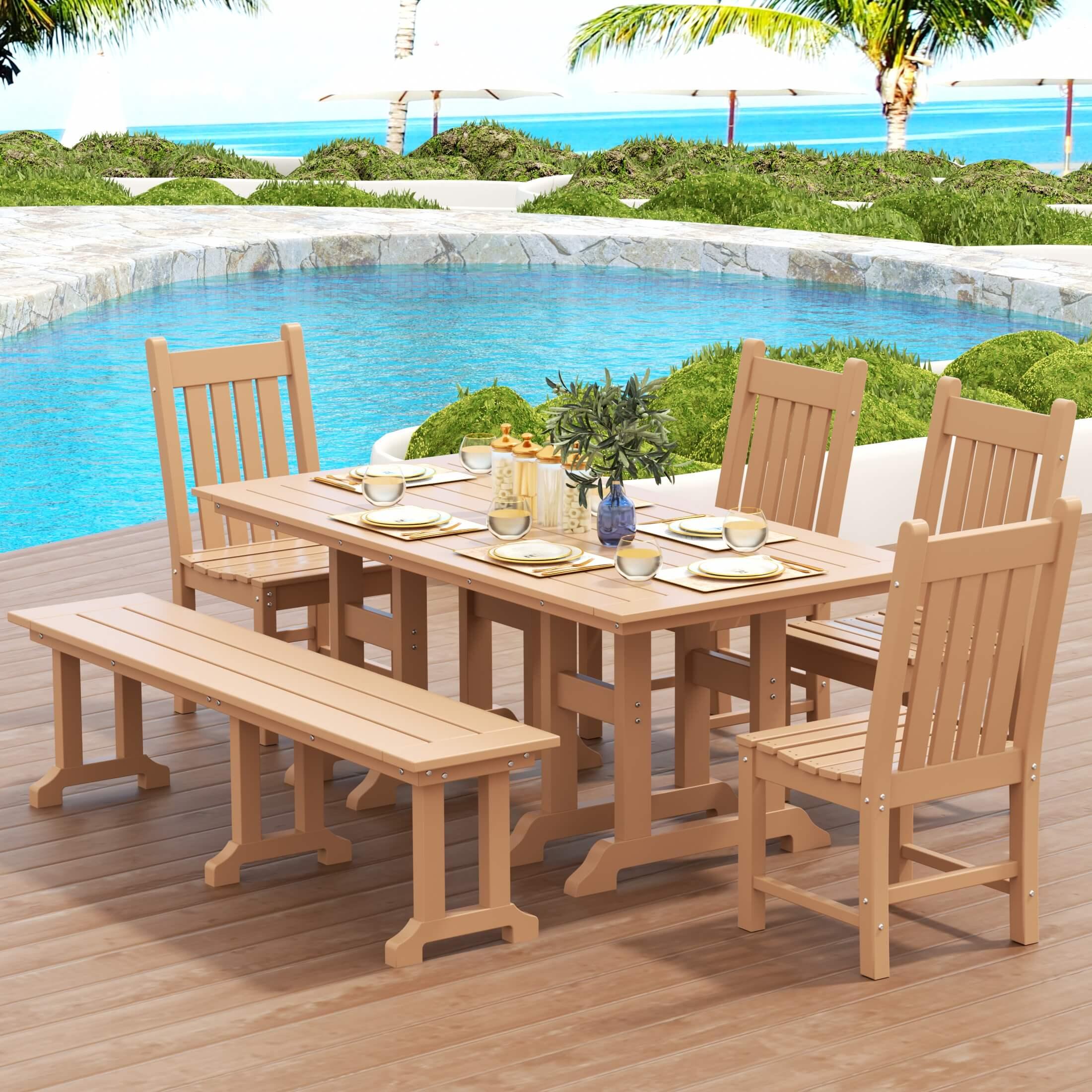 Table chair bench set hotsell