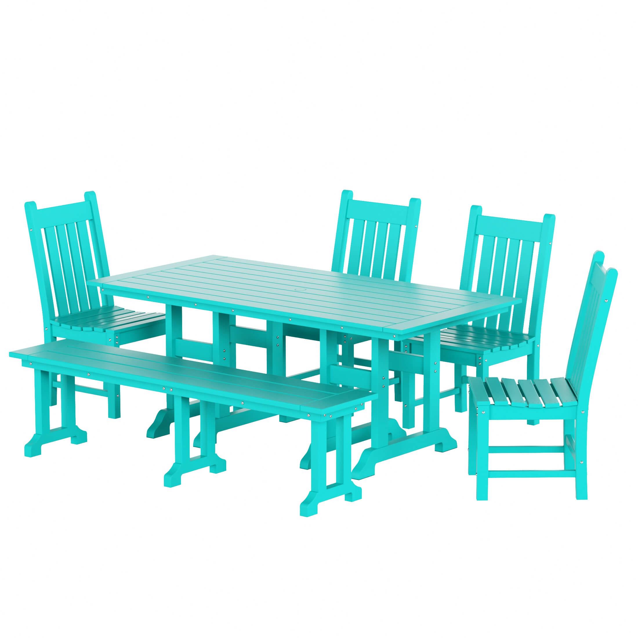 Paradise 6-Piece Dining Table Chair Set with Dining Bench - Costaelm