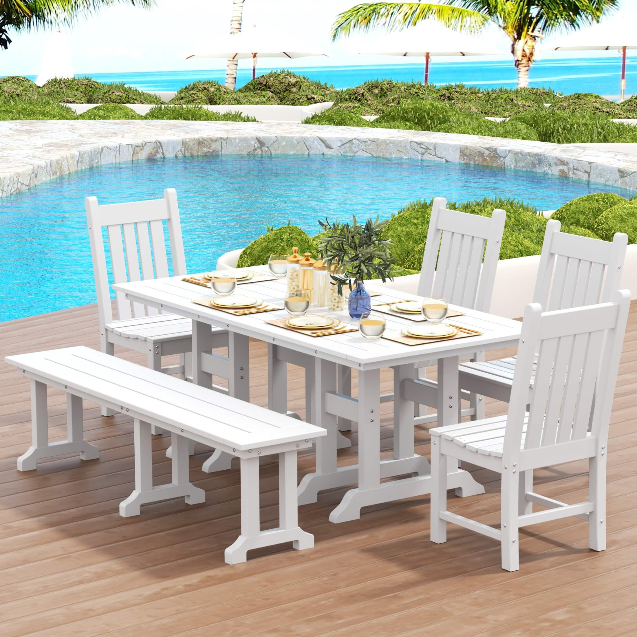 Paradise 6-Piece Dining Table Chair Set with Bench-Costaelm