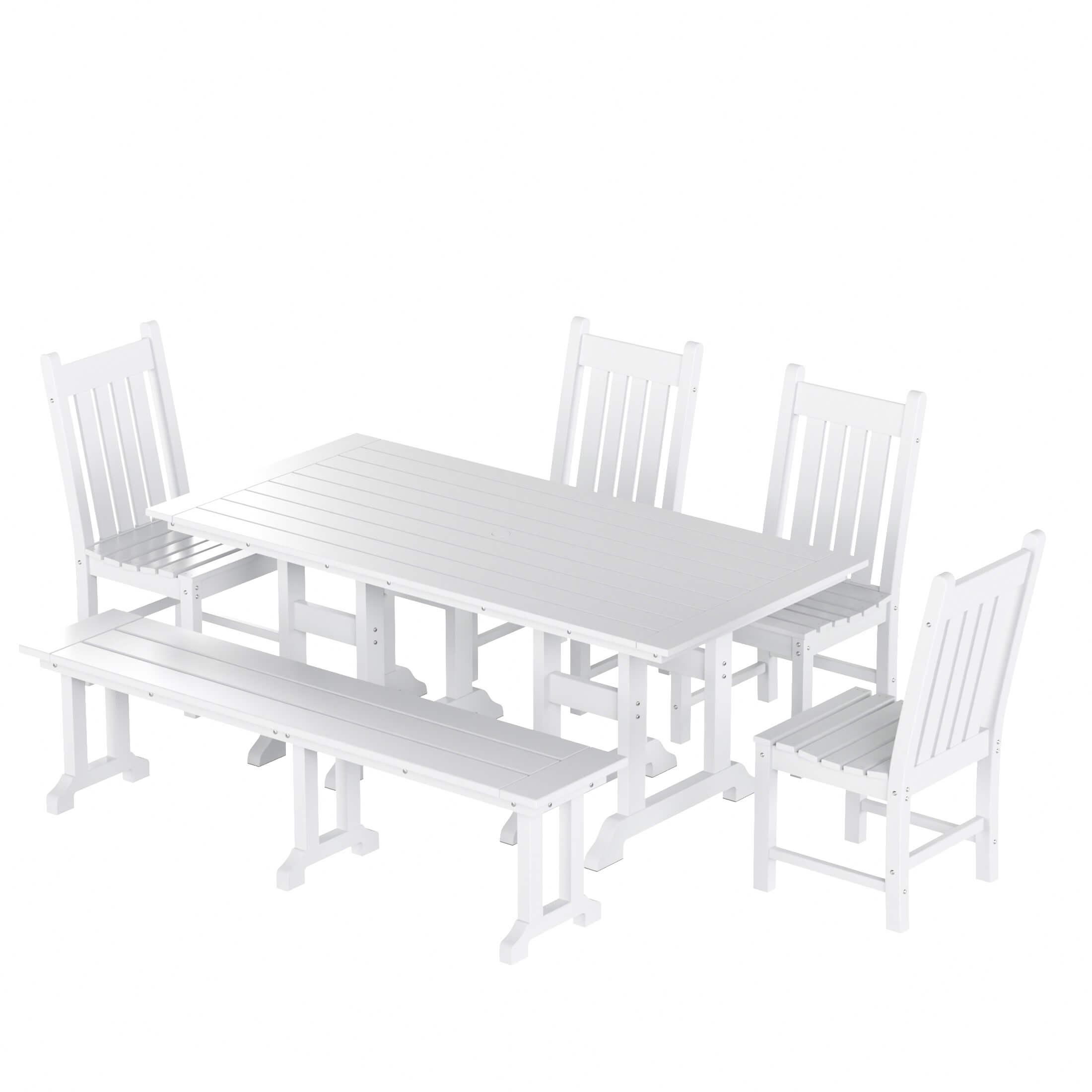 Paradise 6-Piece Dining Table Chair Set with Dining Bench - Costaelm
