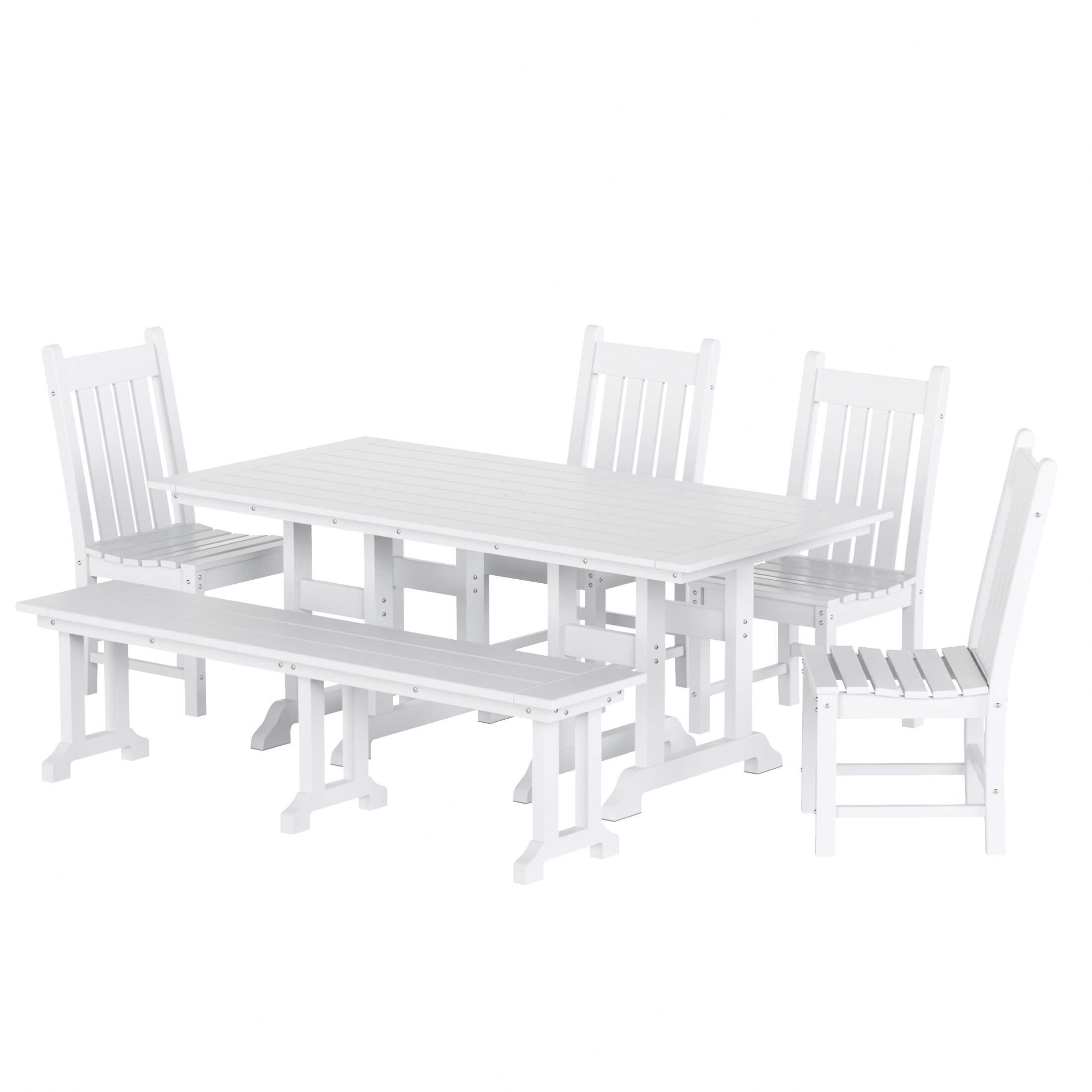 Paradise 6-Piece Dining Table Chair Set with Dining Bench - Costaelm