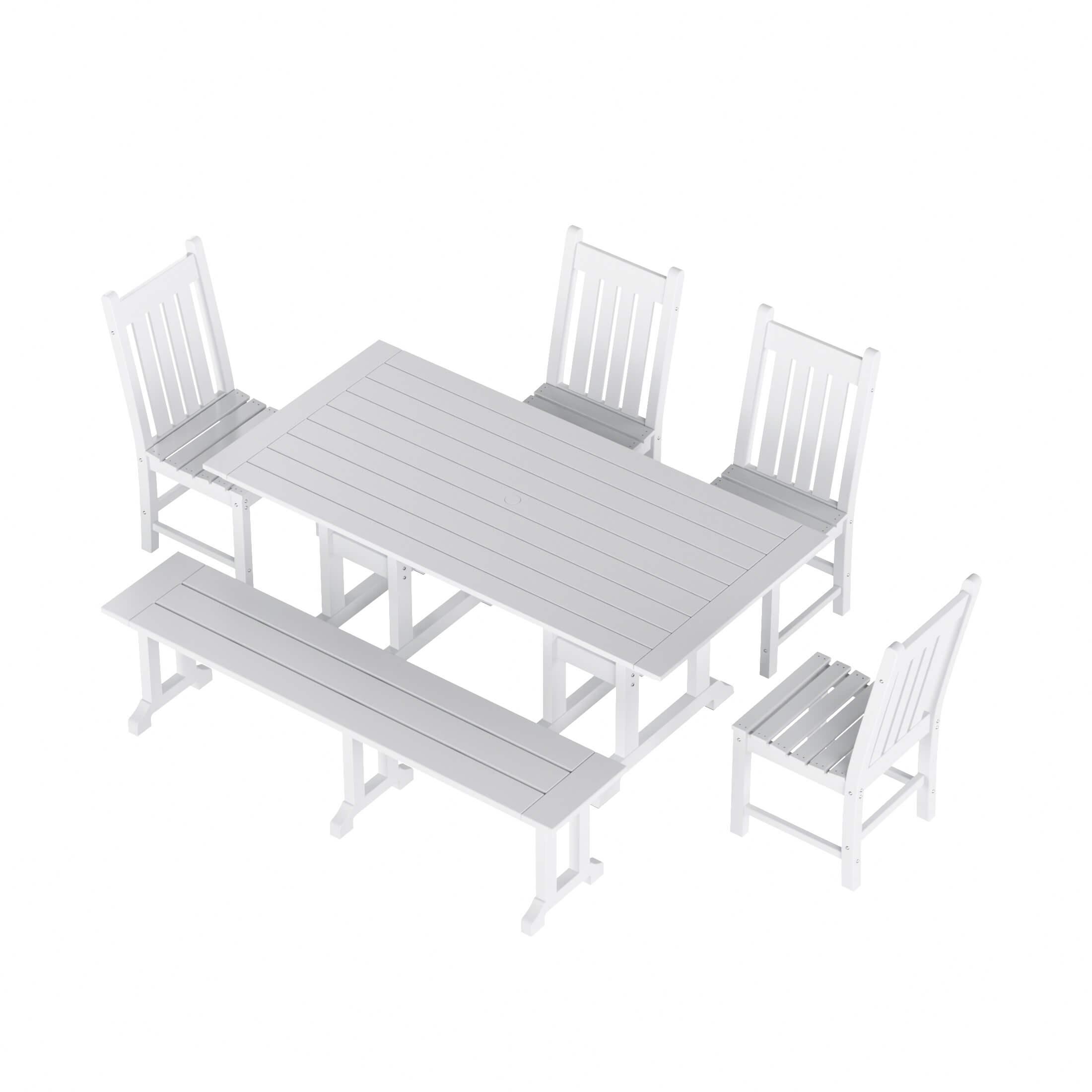 Paradise 6-Piece Dining Table Chair Set with Dining Bench - Costaelm