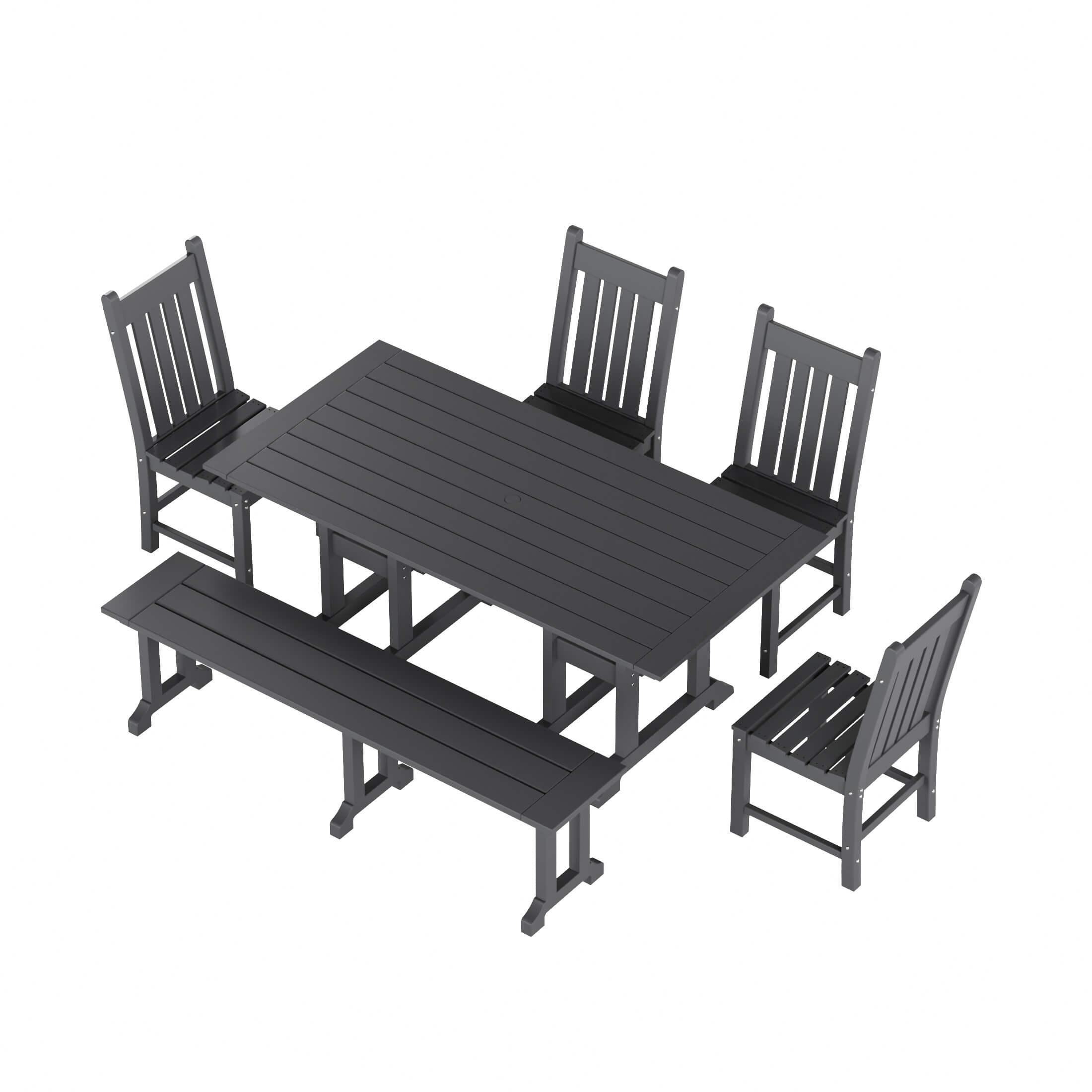 Paradise 6-Piece Dining Table Chair Set with Dining Bench - Costaelm