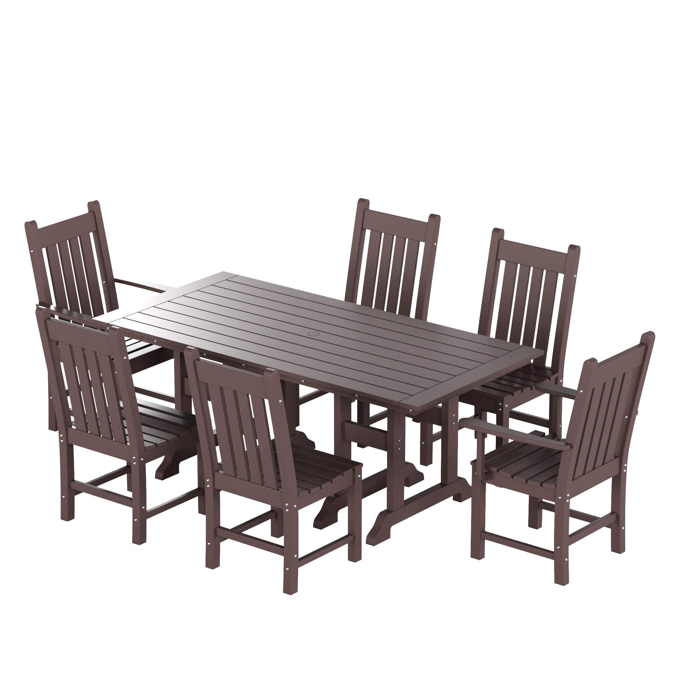 Paradise 7-Piece Square Trestle Chair Outdoor Dinning Set - Costaelm