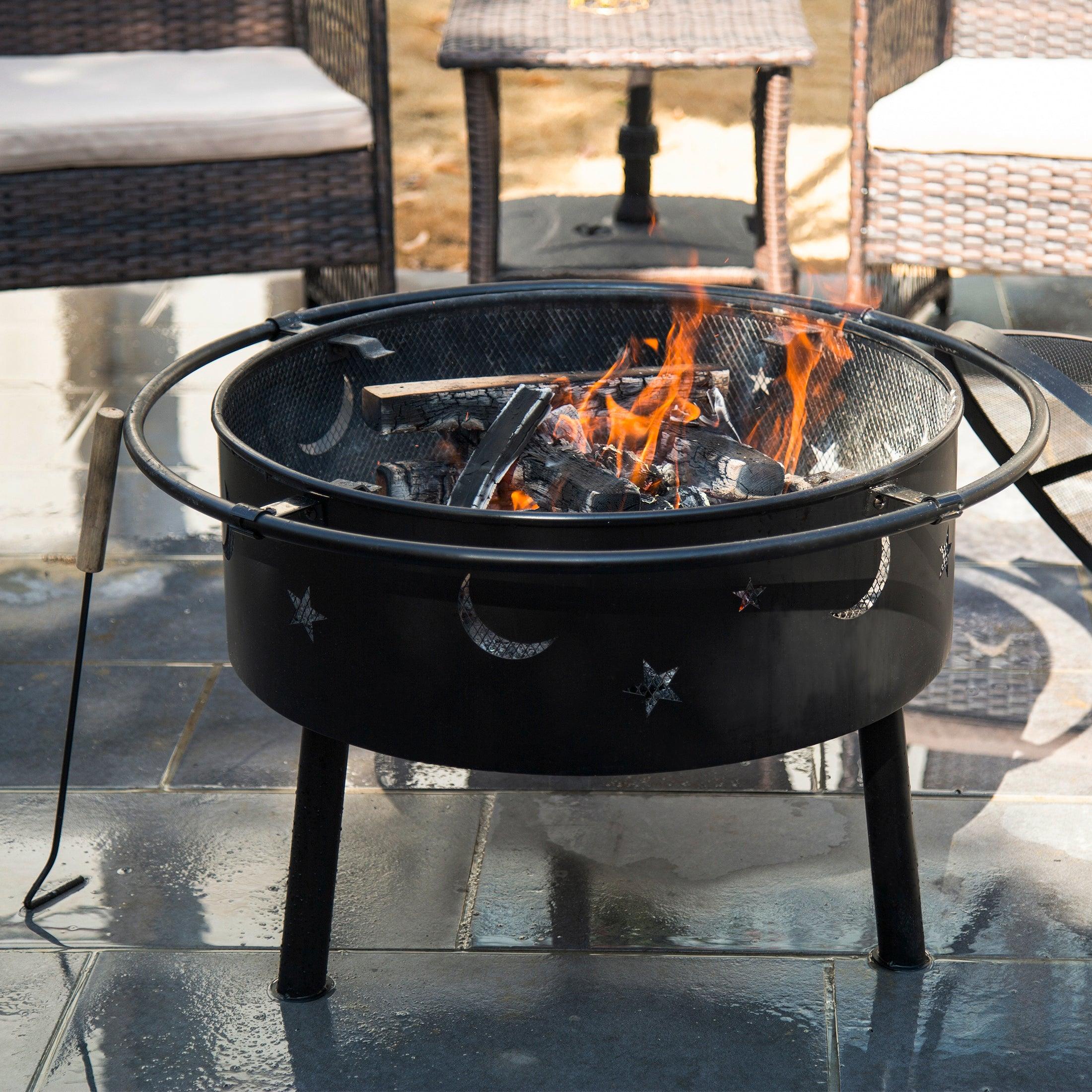 Robin Star Moon Steel Wood Burning Fire Pit - Costaelm