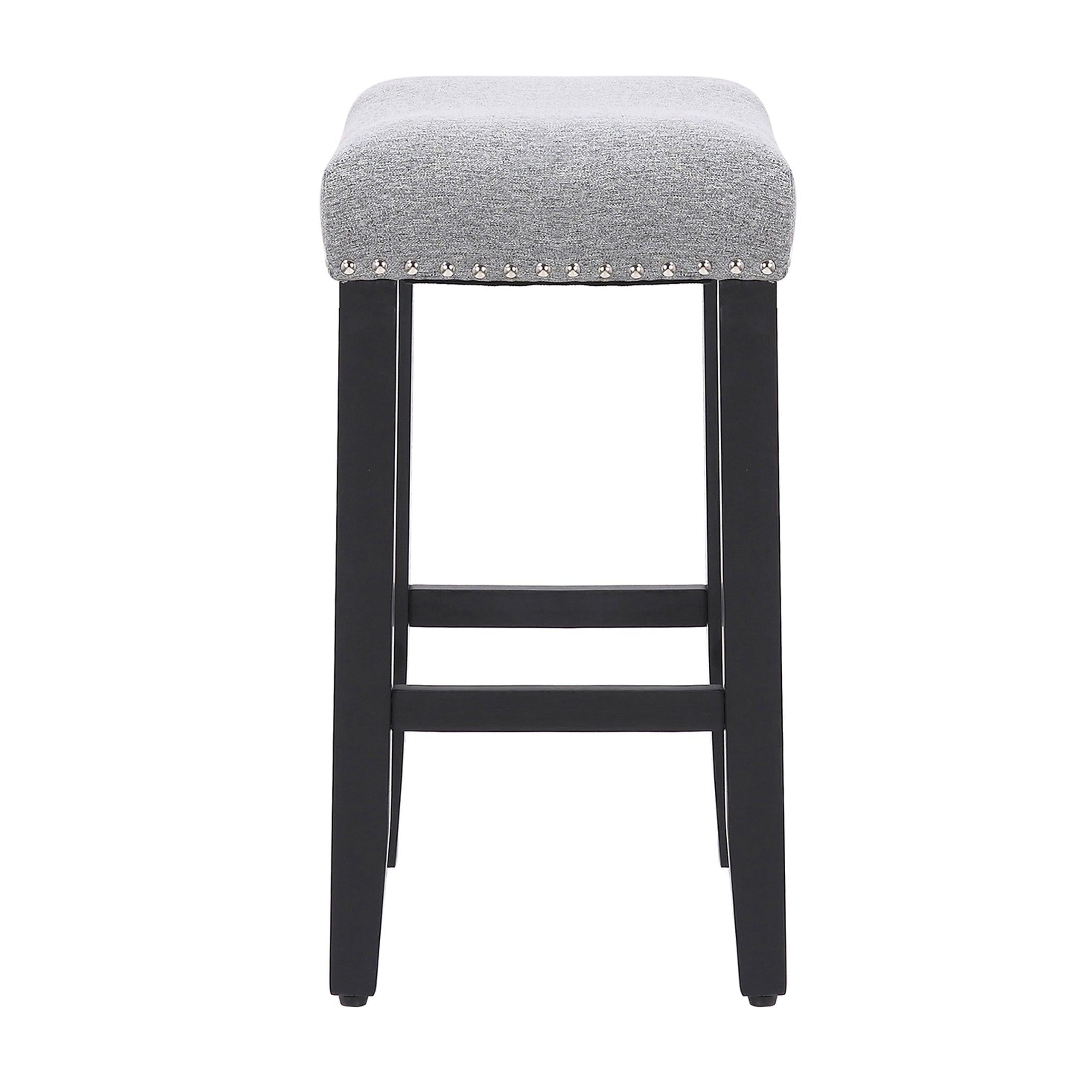 Mission 24" Upholstered Saddle Seat Barstool, Gray