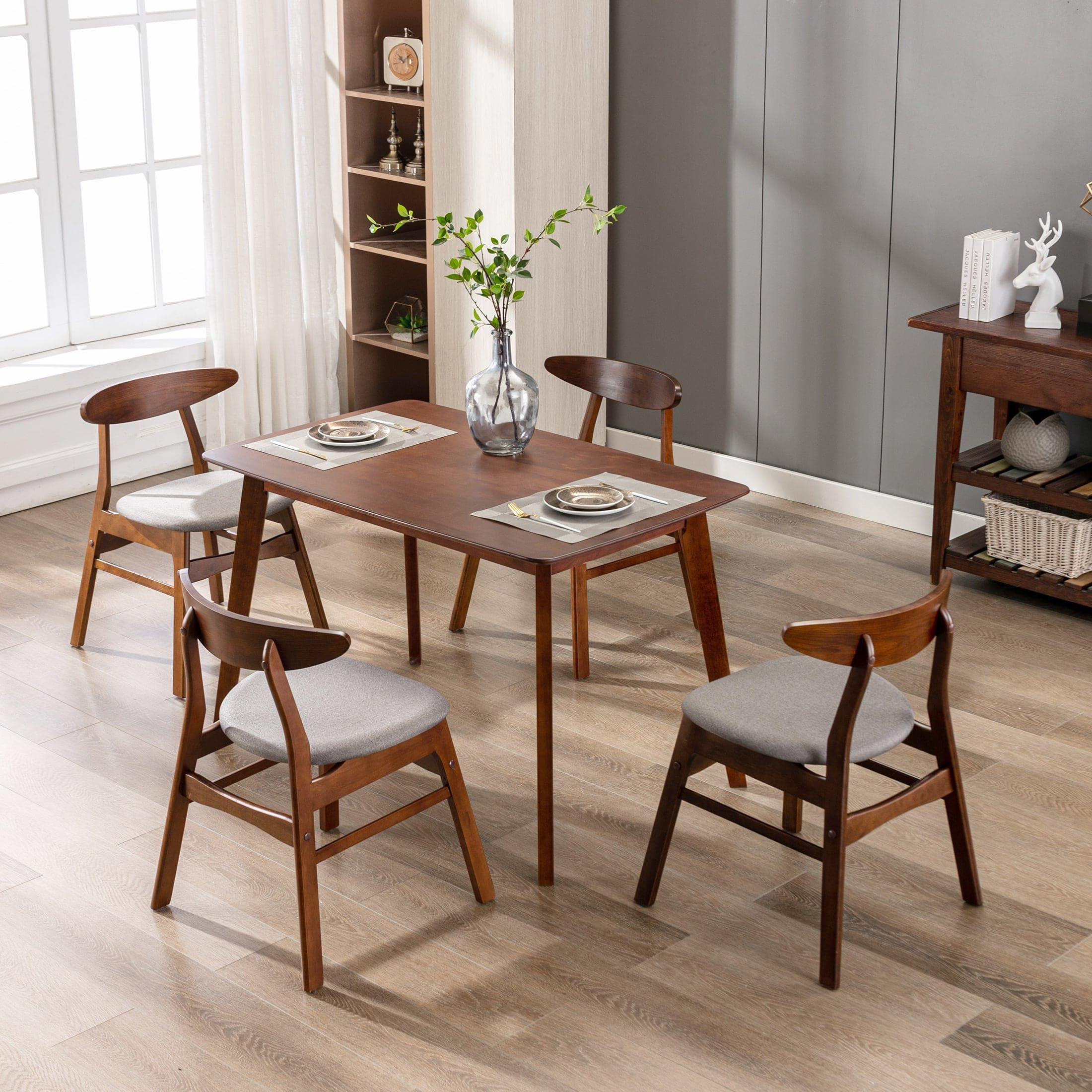 Scarsdale 5-Piece Dining Table Set Solid Wood Dining Table with Upholstered Dining Chairs - Costaelm