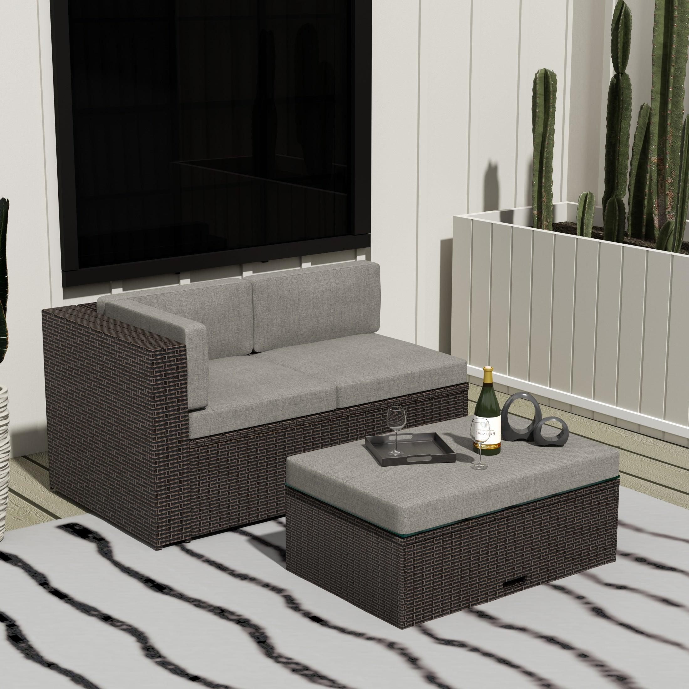 Stonewood 2-Piece Outdoor Patio Sets with Cushion Ottoman - Costaelm