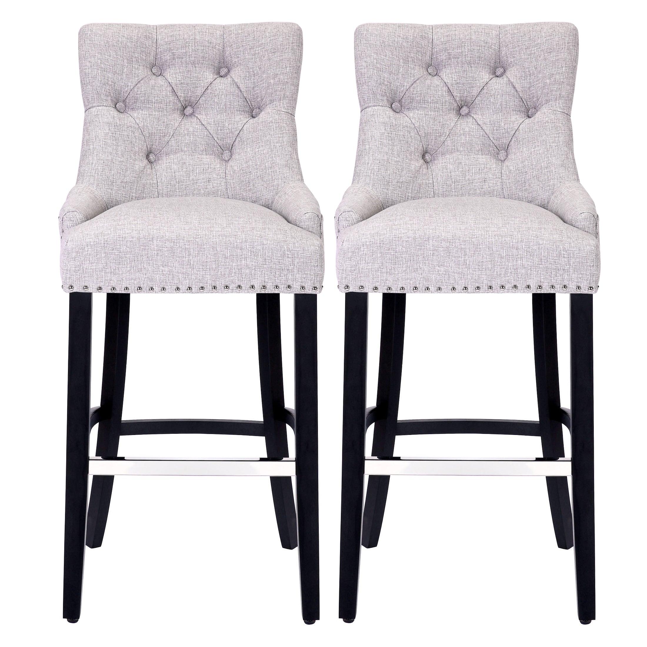 Bellmount 29" Upholstered Tufted Wingback Bar Stool (Set of 2) - Costaelm