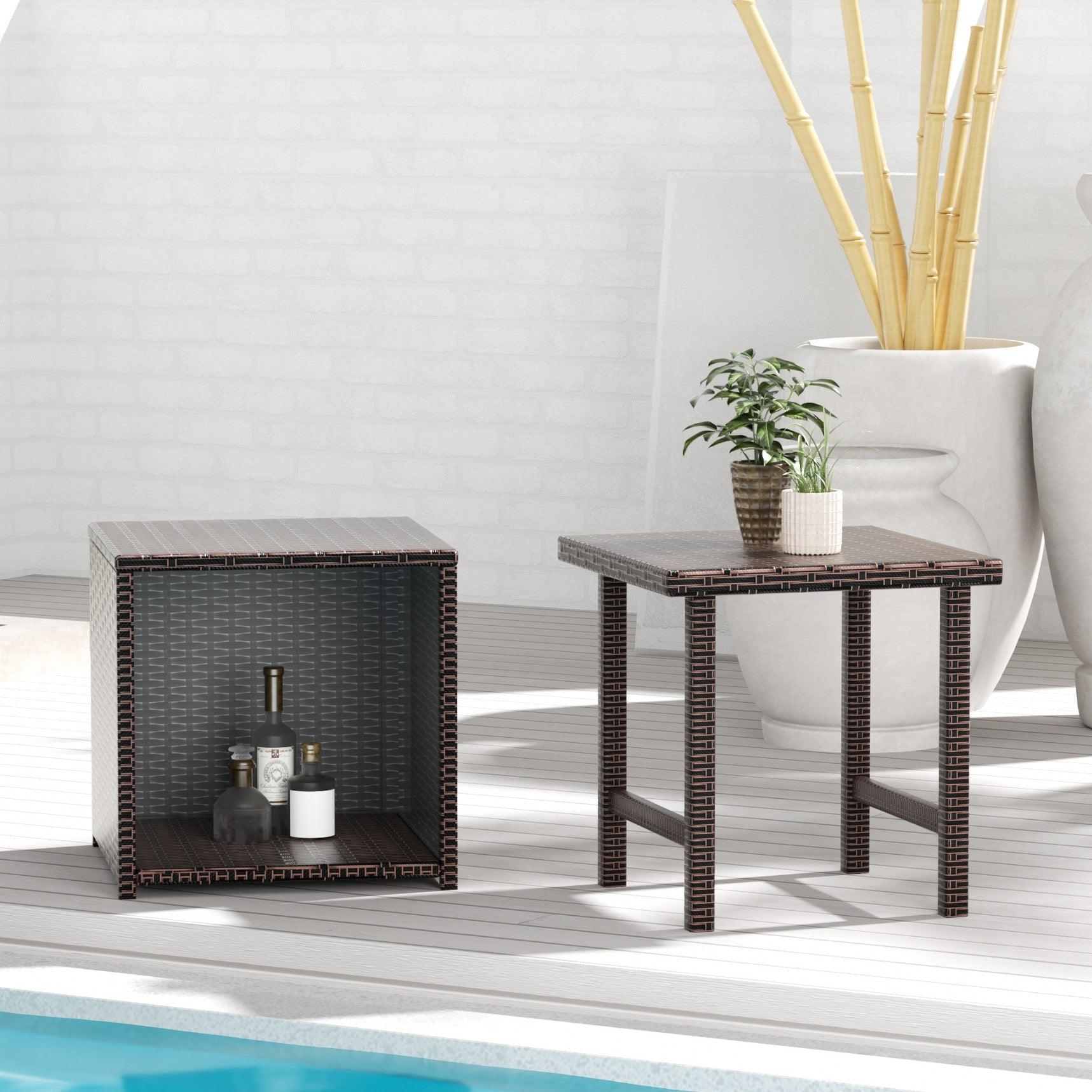 Wynston 2-Pieces Set Cube Ottoman with  Square Side Table - Costaelm