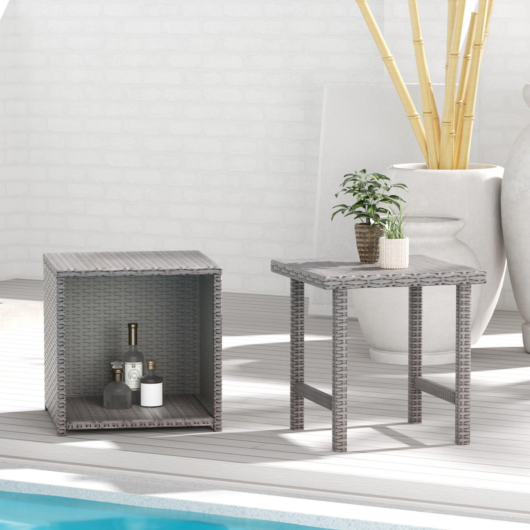 Wynston 2-Pieces Set Cube Ottoman with  Square Side Table - Costaelm
