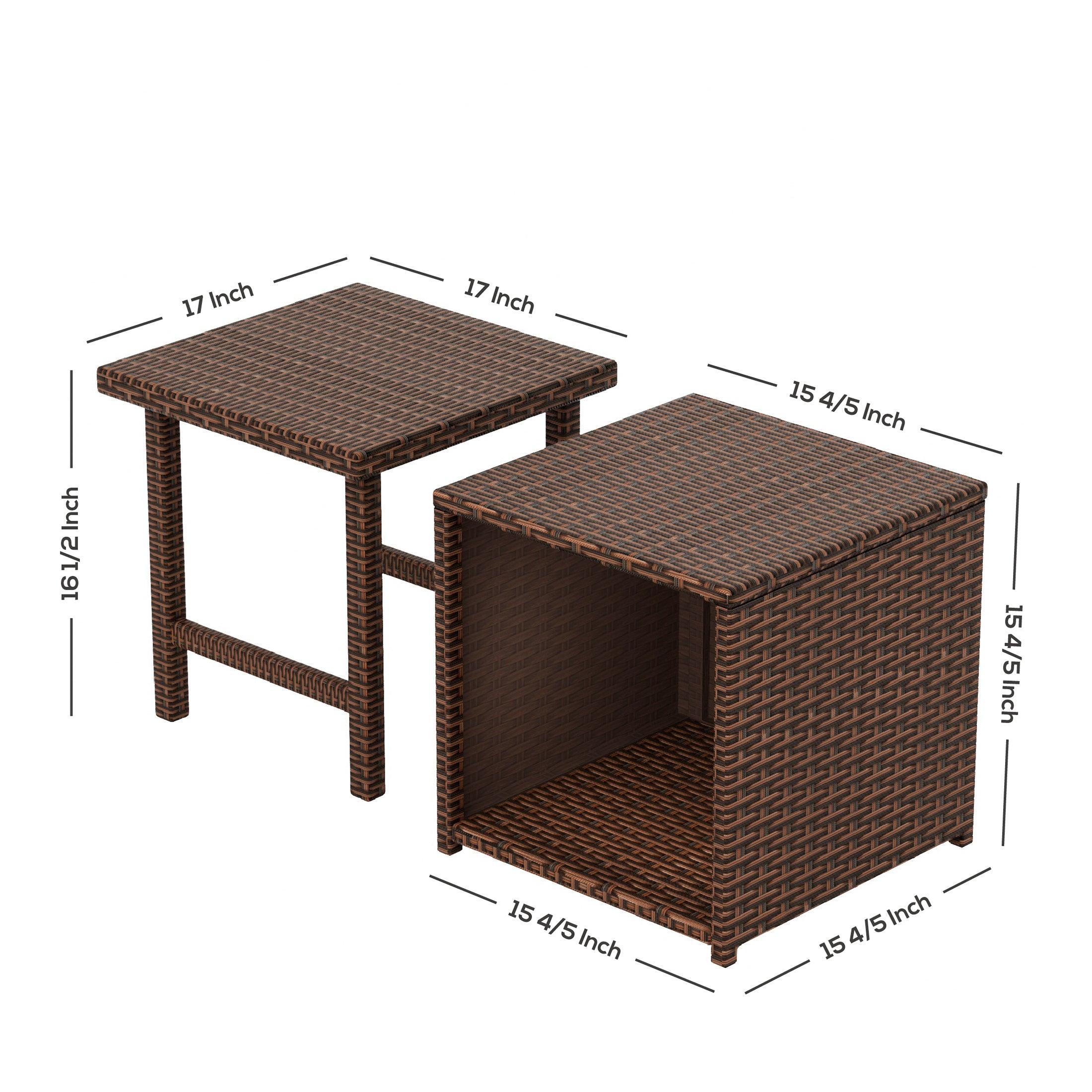 Wynston 2-Pieces Set Cube Ottoman with  Square Side Table - Costaelm