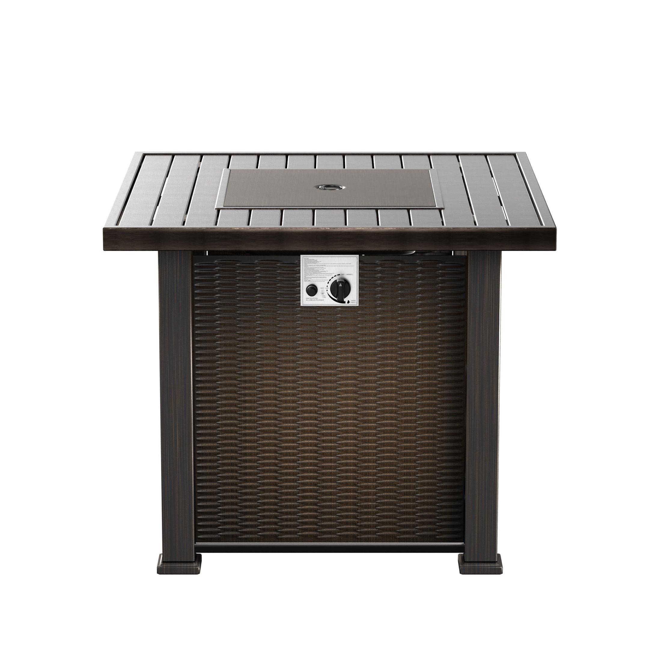 Wynston 4-Piece Conversation Outdoor Patio Sofa Set with Square Fire Pit Table