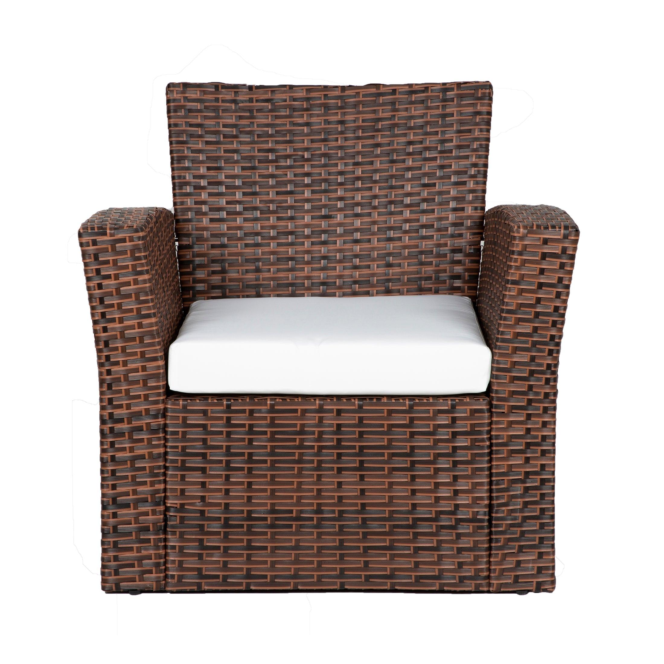 Wynston 4-Piece Conversation Outdoor Patio Sofa Set with Square Fire Pit Table Brown - Costaelm