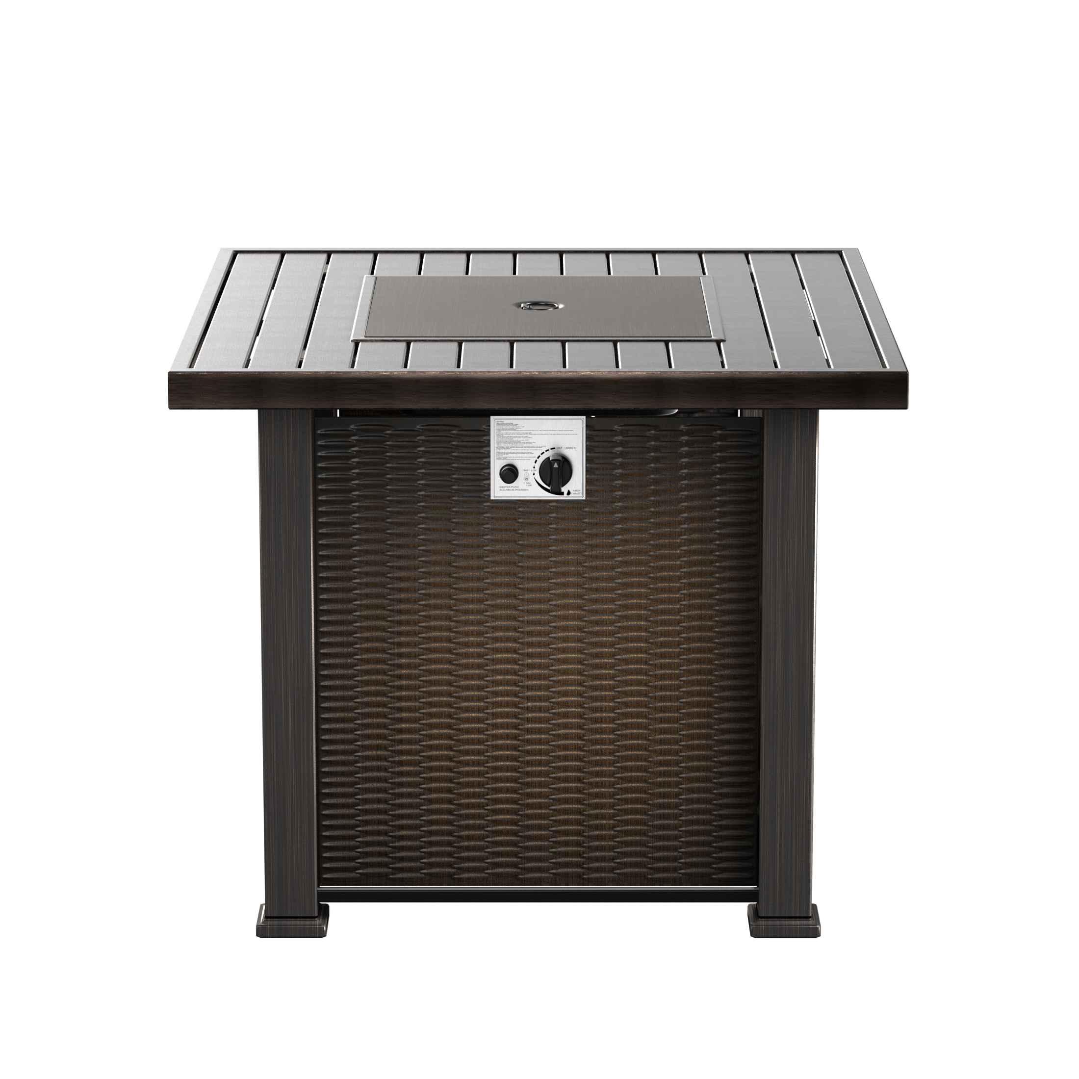 Wynston 4-Piece Conversation Outdoor Patio Sofa Set with Square Fire Pit Table Grey - Costaelm