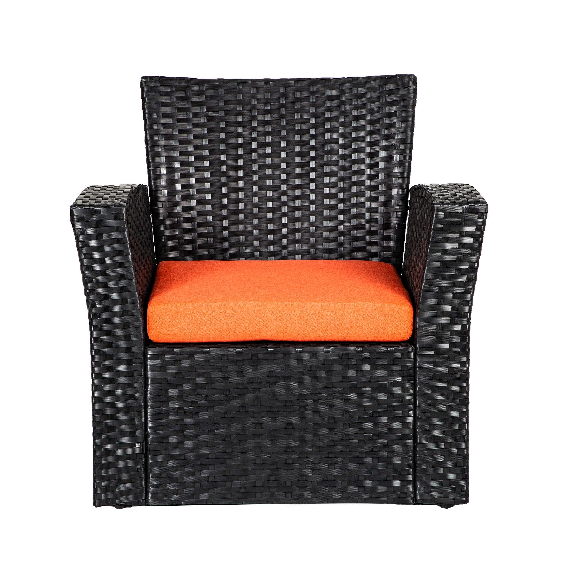 WYNSTON 4-Piece Outdoor Patio Conversation Set with Cushions, Black/Orange