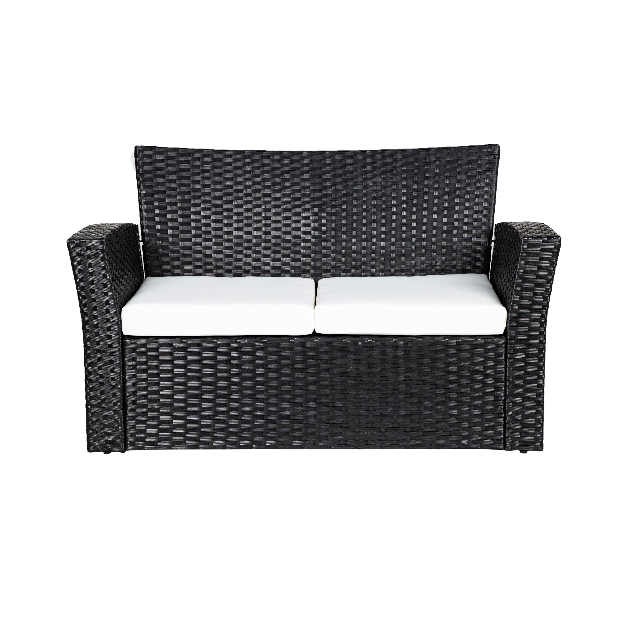 WYNSTON 4-Piece Outdoor Patio Conversation Set with Cushions, Black/White