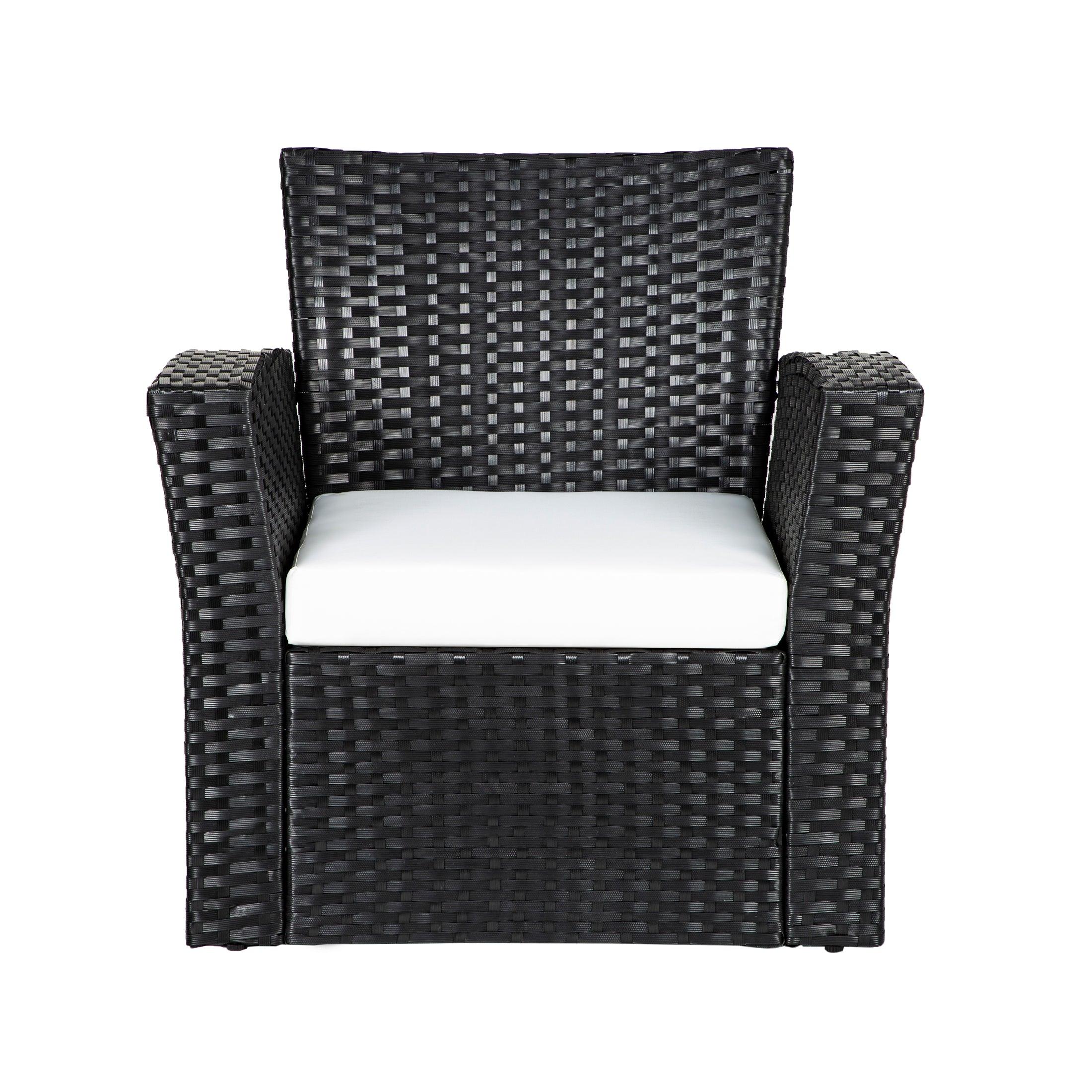 WYNSTON 4-Piece Outdoor Patio Conversation Set with Cushions, Black/White