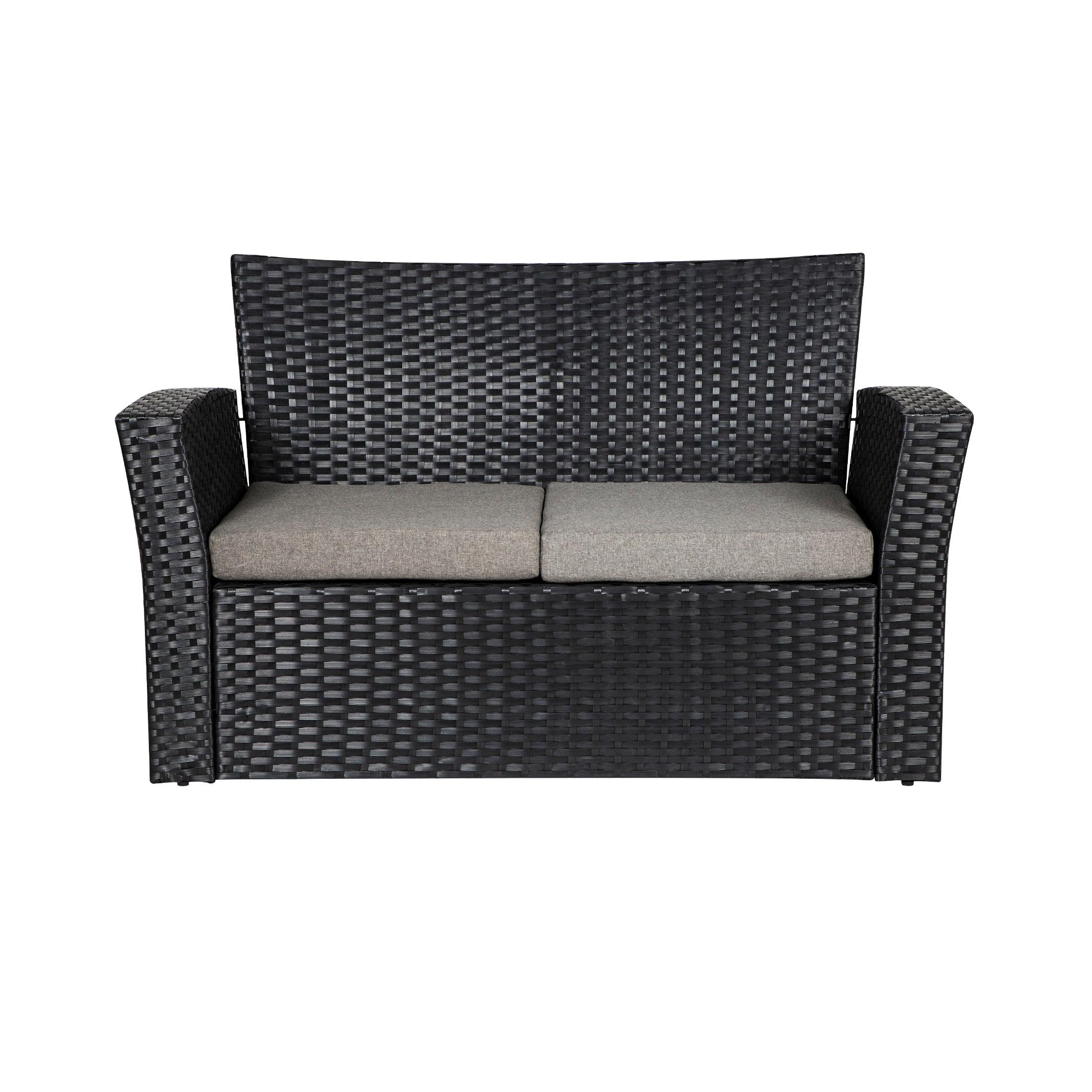 WYNSTON 4-Piece Outdoor Patio Conversation Set with Cushions, Black/Gray