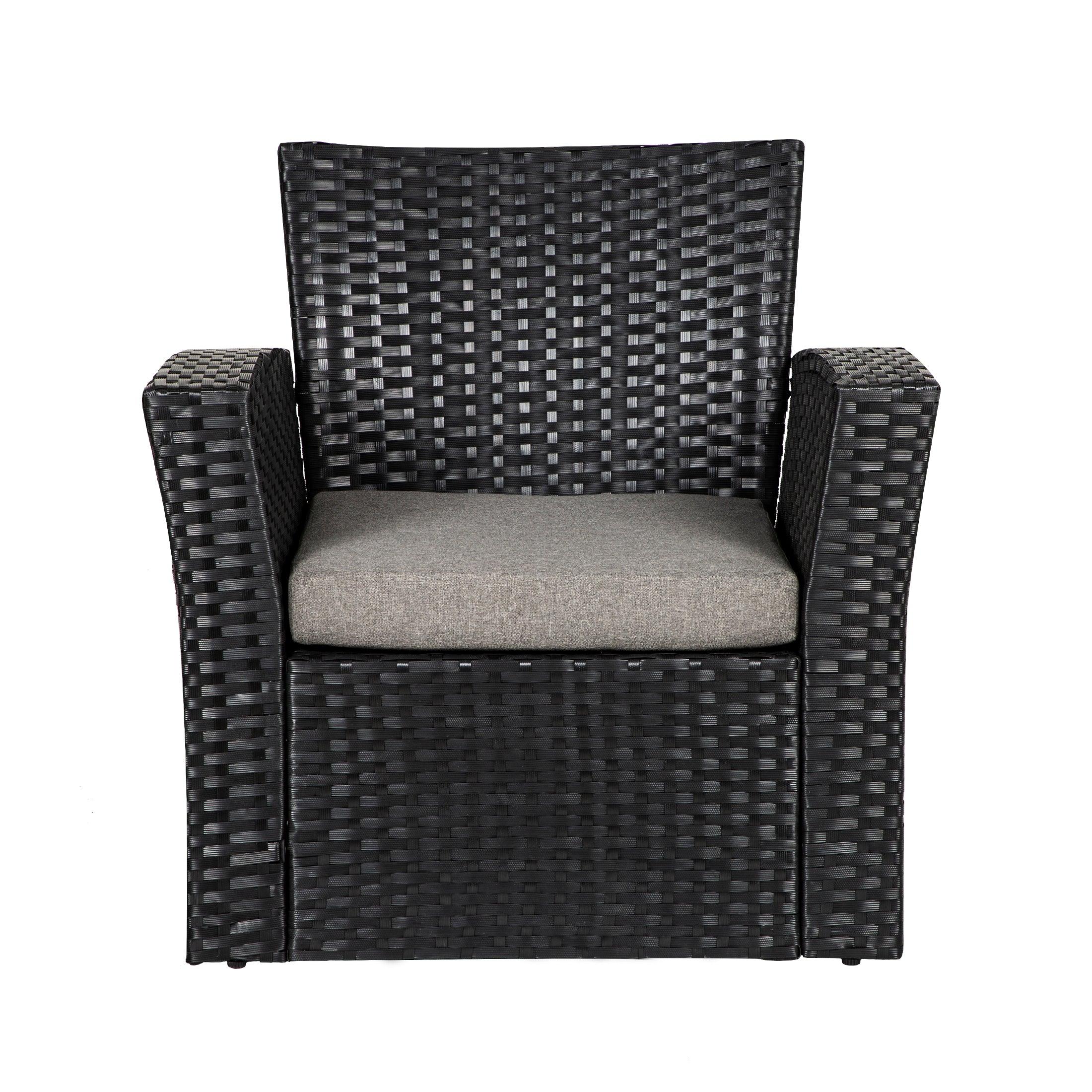 WYNSTON 4-Piece Outdoor Patio Conversation Set with Cushions, Black/Gray