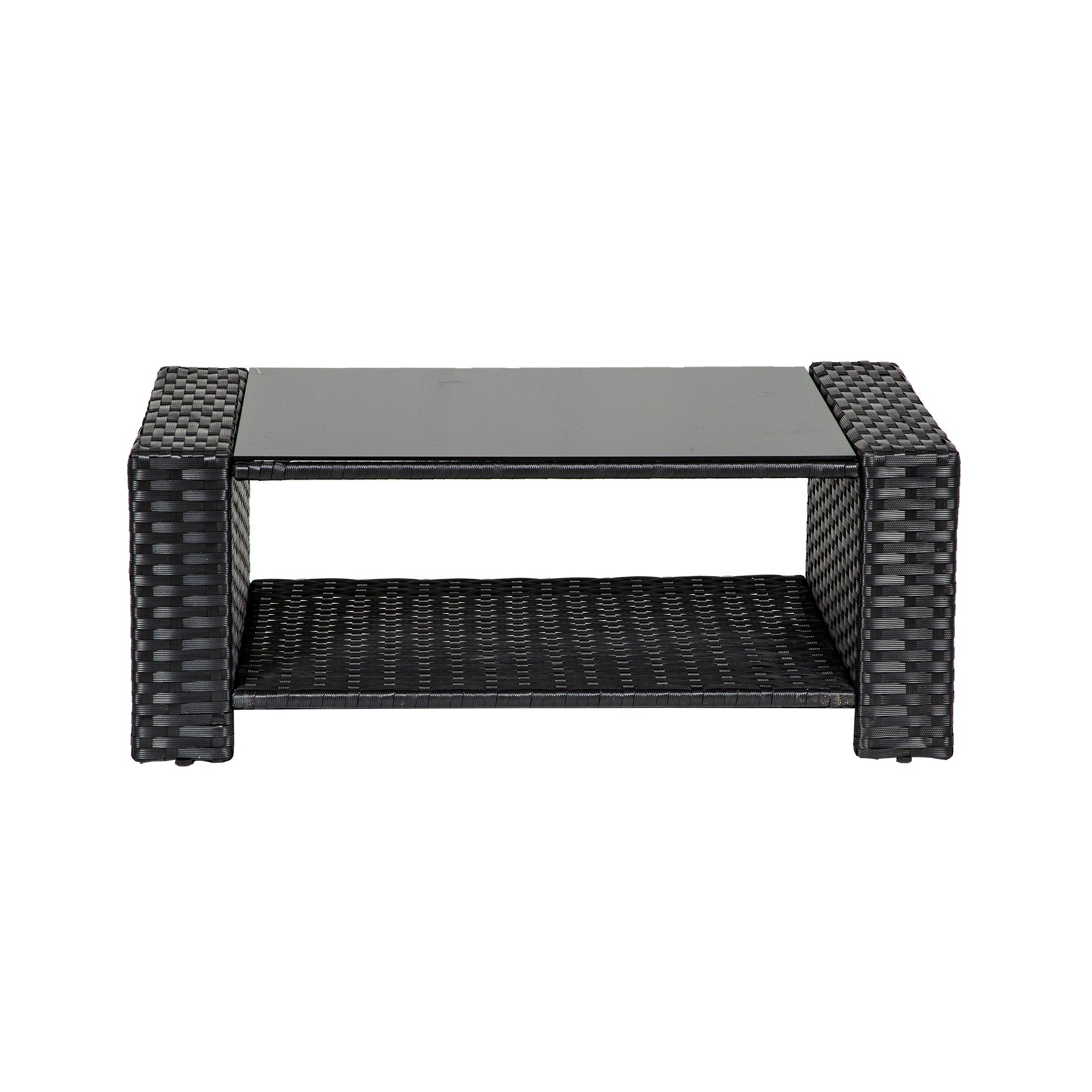 Wynston 4-Piece Outdoor Patio Conversation Set Black PE Rattan Wicker - Costaelm