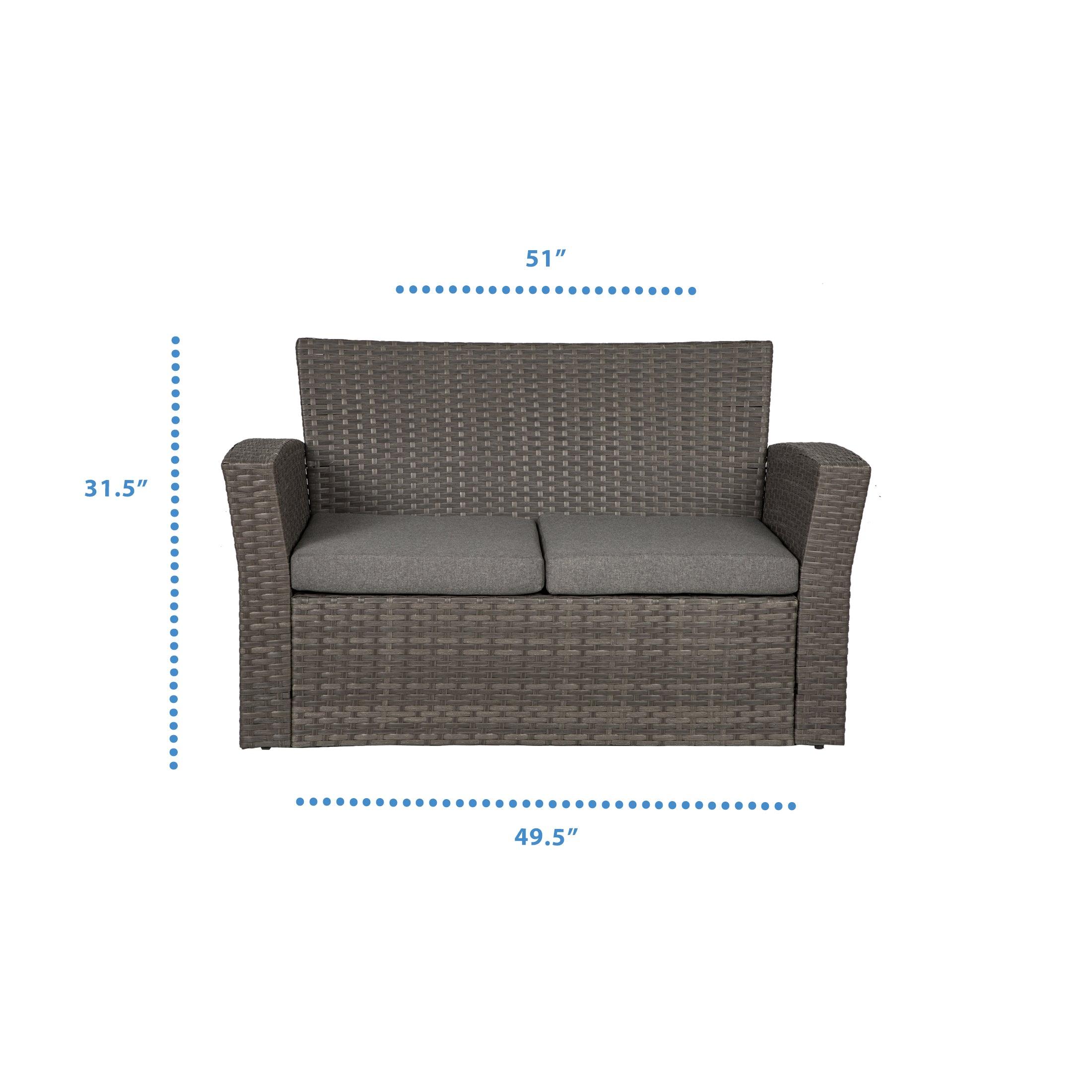 Wynston 4-Piece Outdoor Patio Conversation Set Brown PE Rattan Wicker - Costaelm