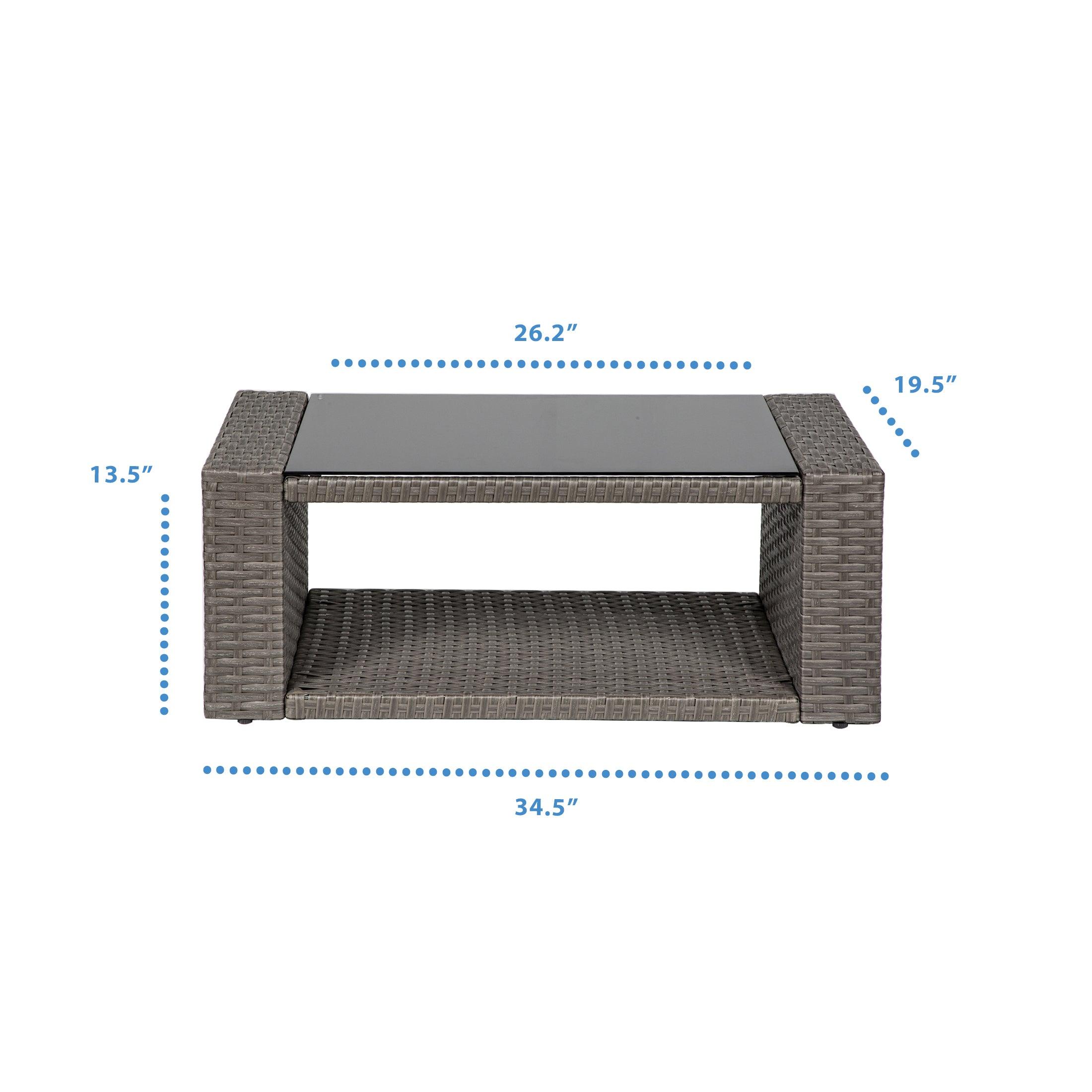 Wynston 4-Piece Outdoor Patio Conversation Set Brown PE Rattan Wicker - Costaelm