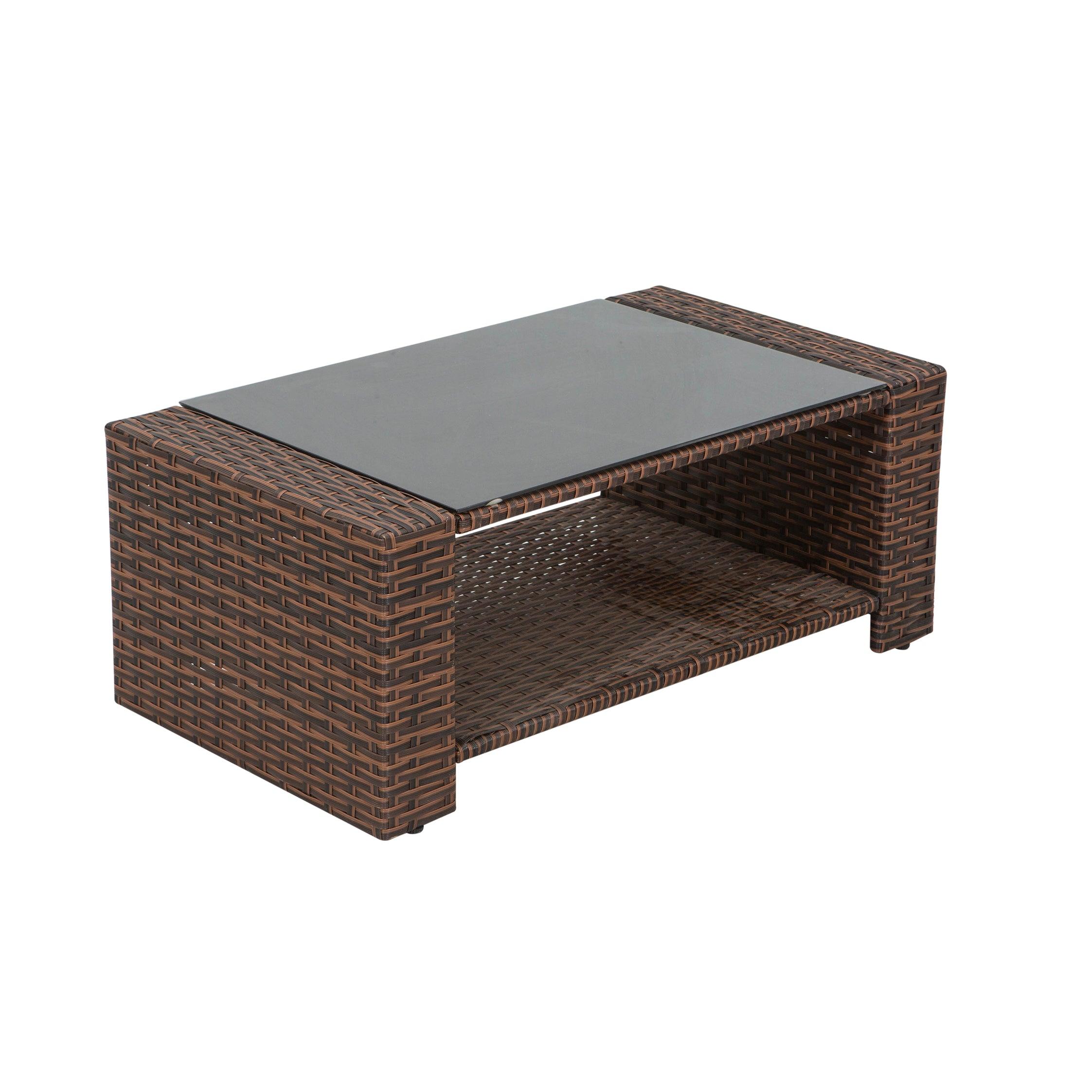 Wynston 4-Piece Outdoor Patio Conversation Set Brown PE Rattan Wicker - Costaelm