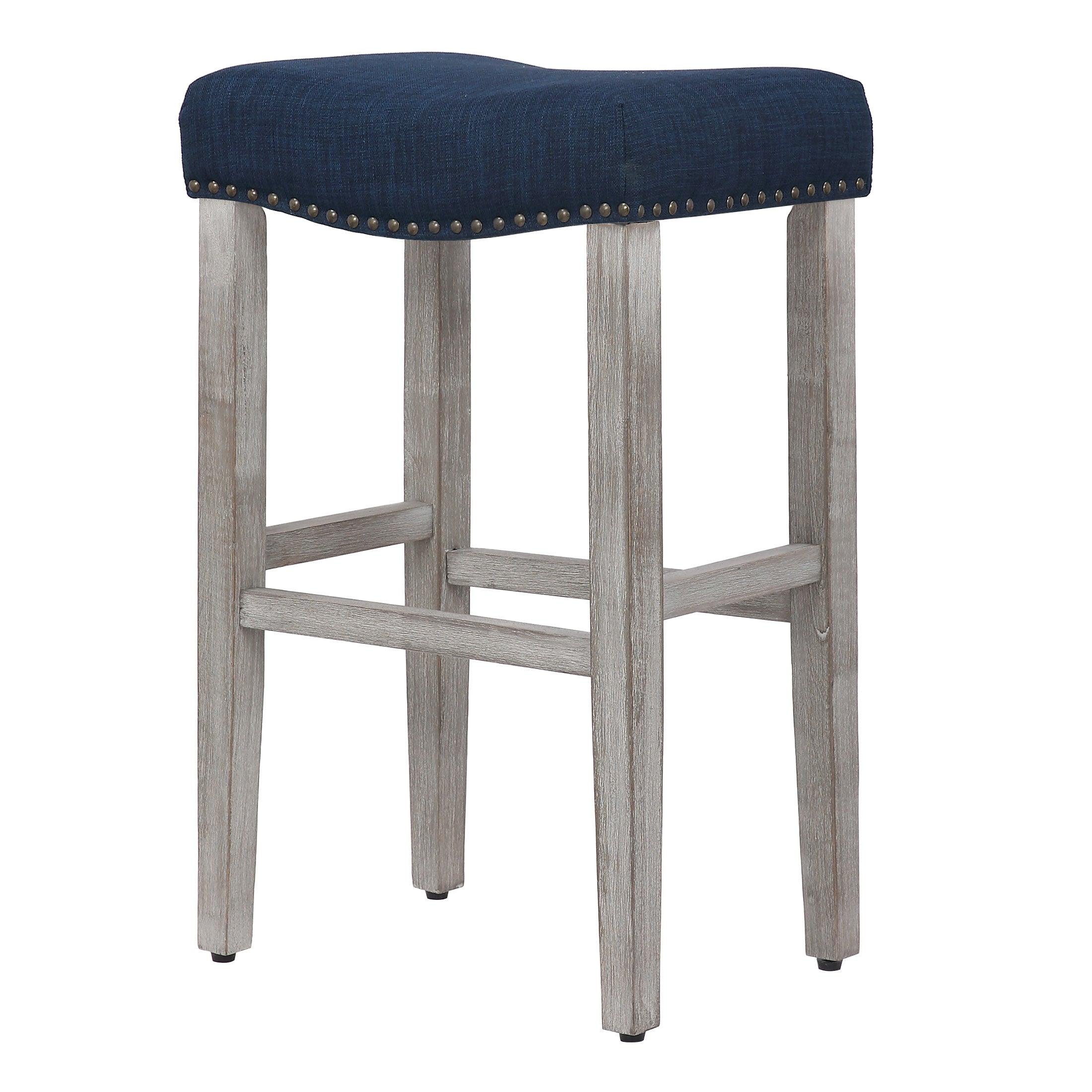 Bulmon 29" inch Upholstered Bar Stool with Nailhead Trim - Costaelm