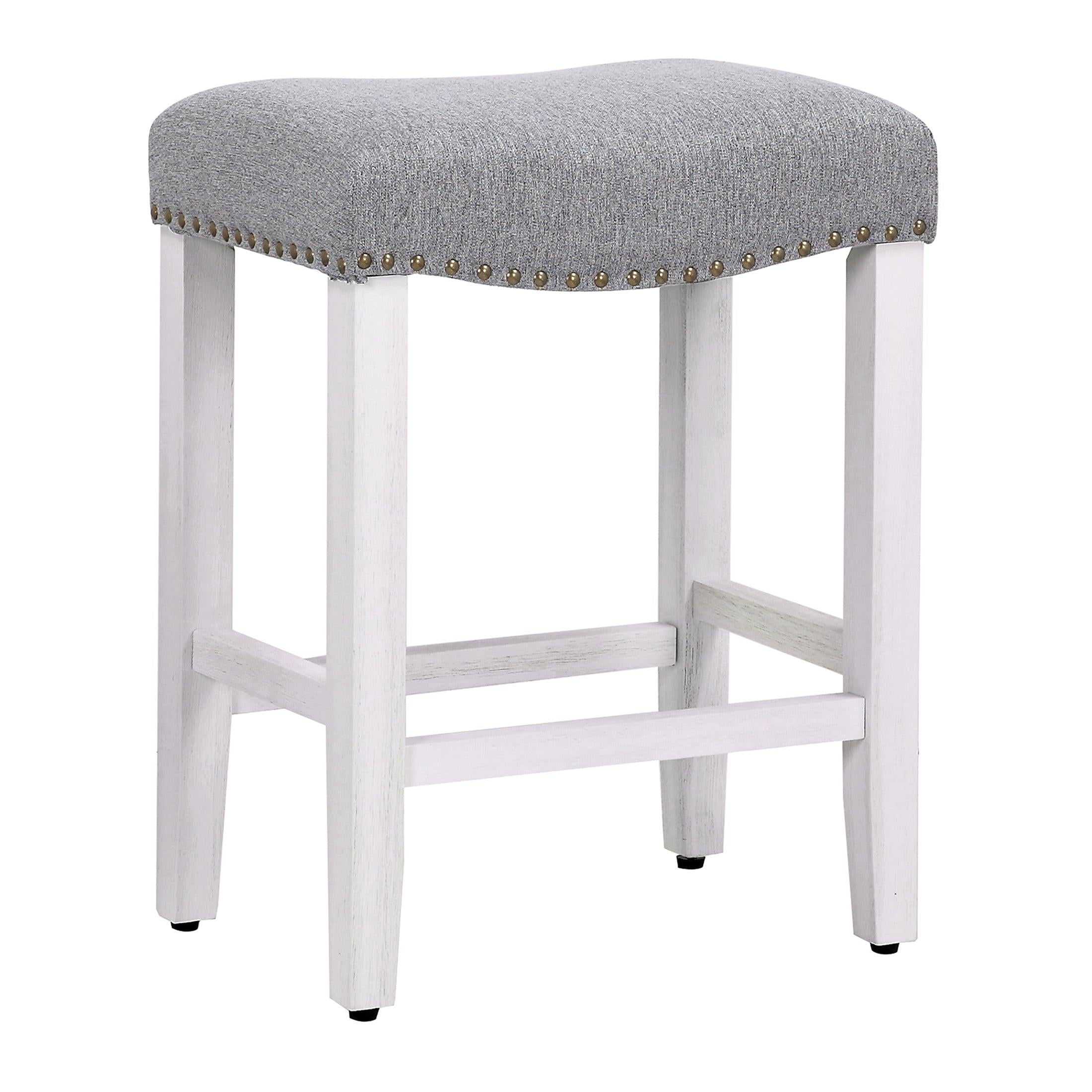 Costaelm 24 Upholstered Saddle Seat Counter Stool Set of 2 in Beige